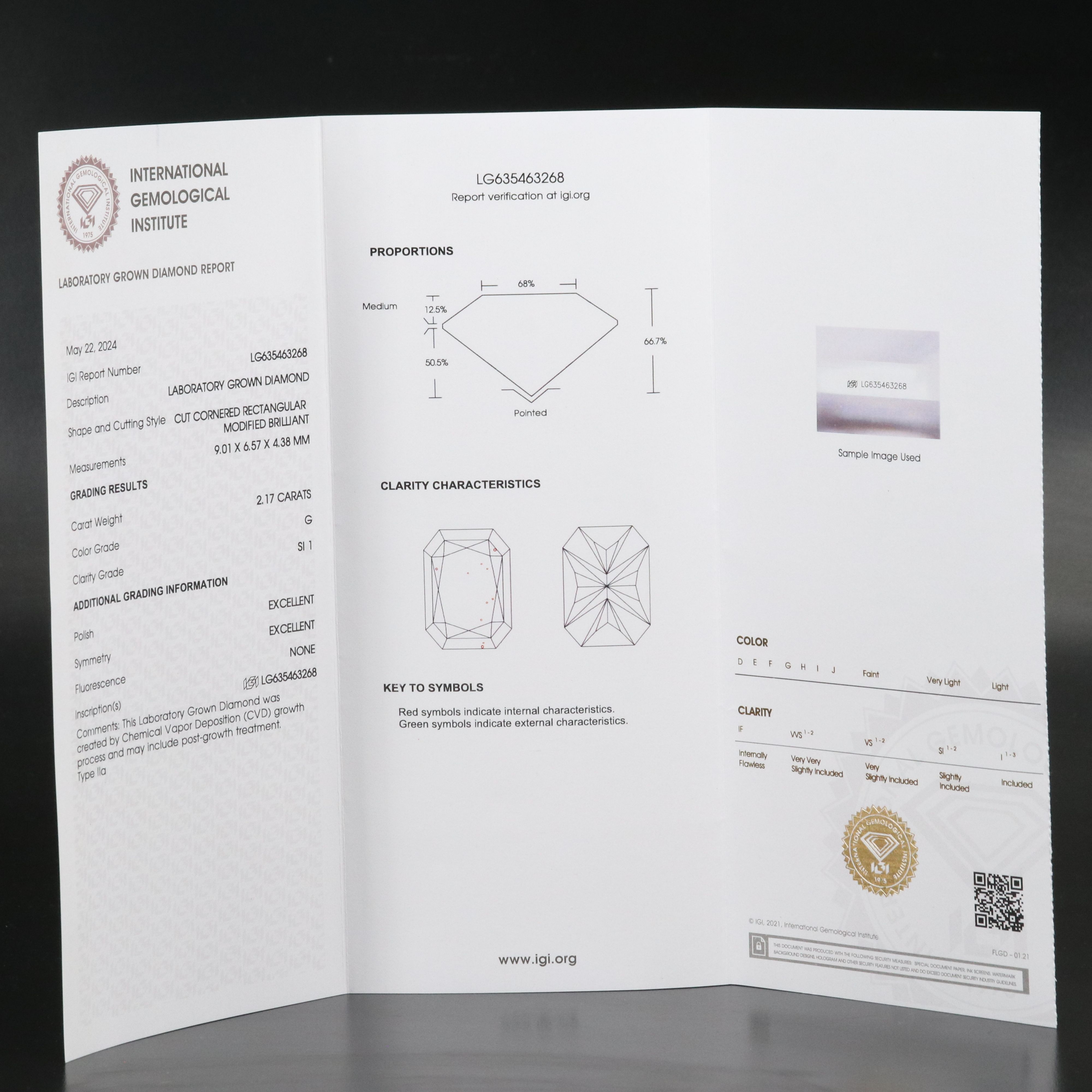 Loose 2.17 CT Lab Grown Diamond with IGI Report
