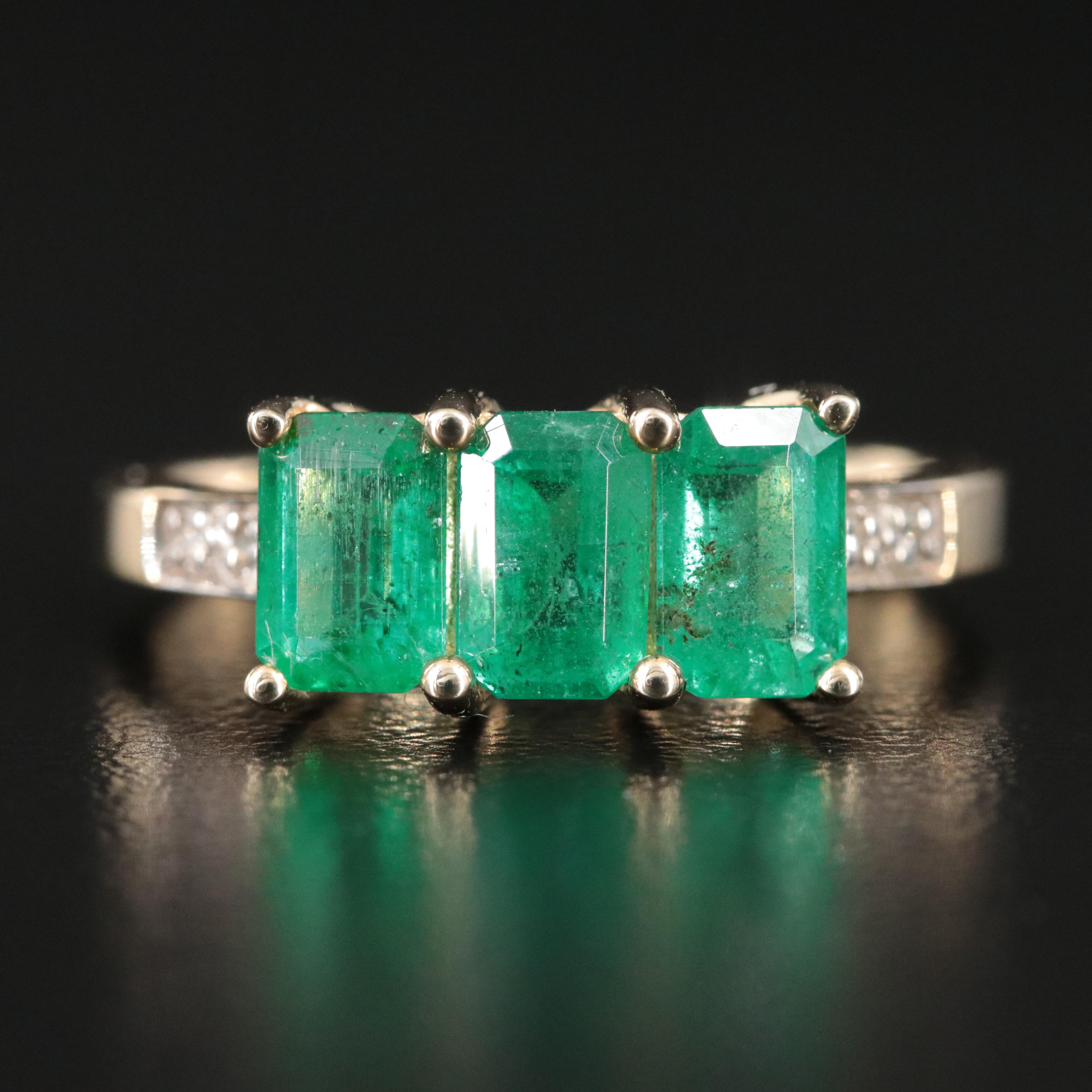 10K Emerald and Diamond Ring