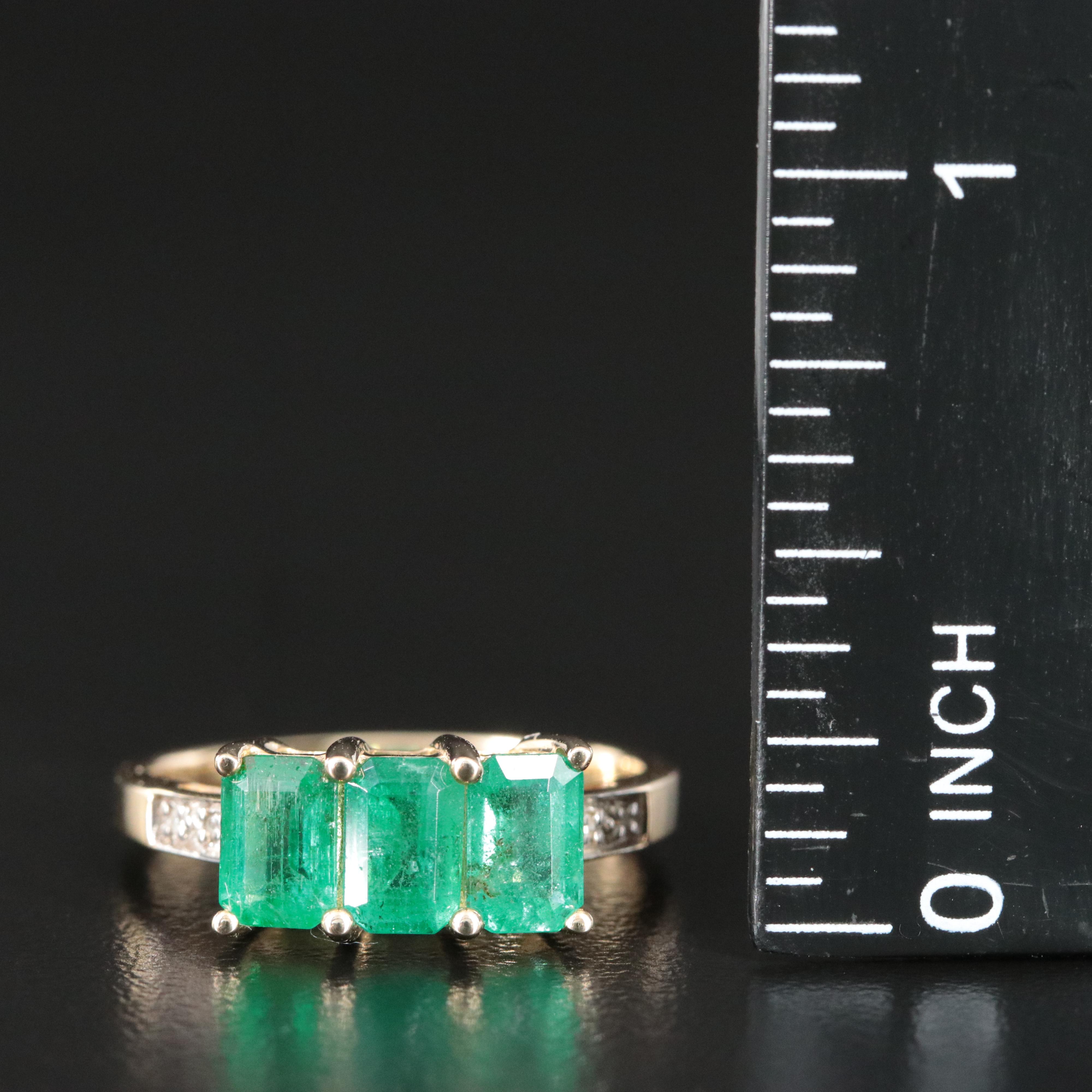 10K Emerald and Diamond Ring