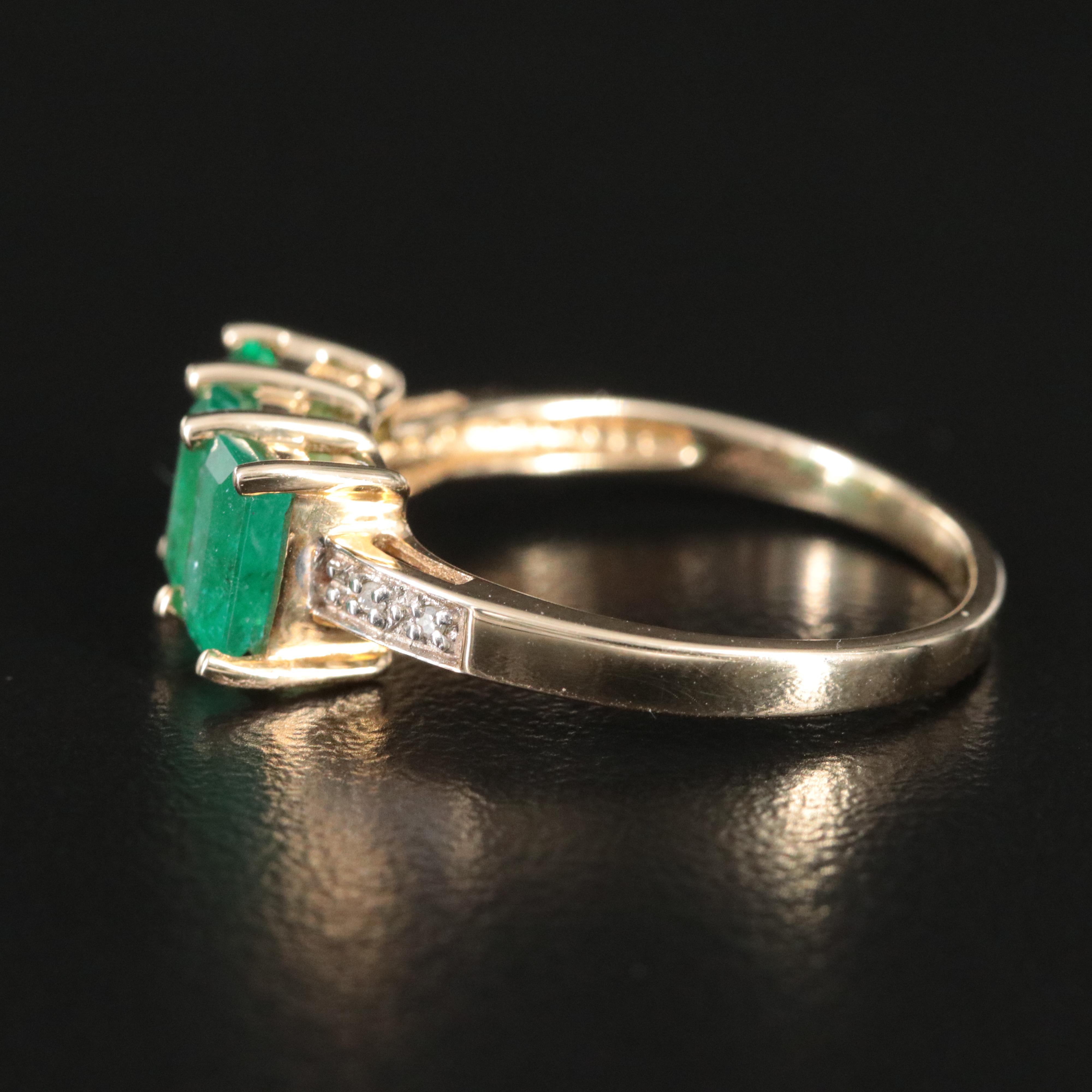 10K Emerald and Diamond Ring