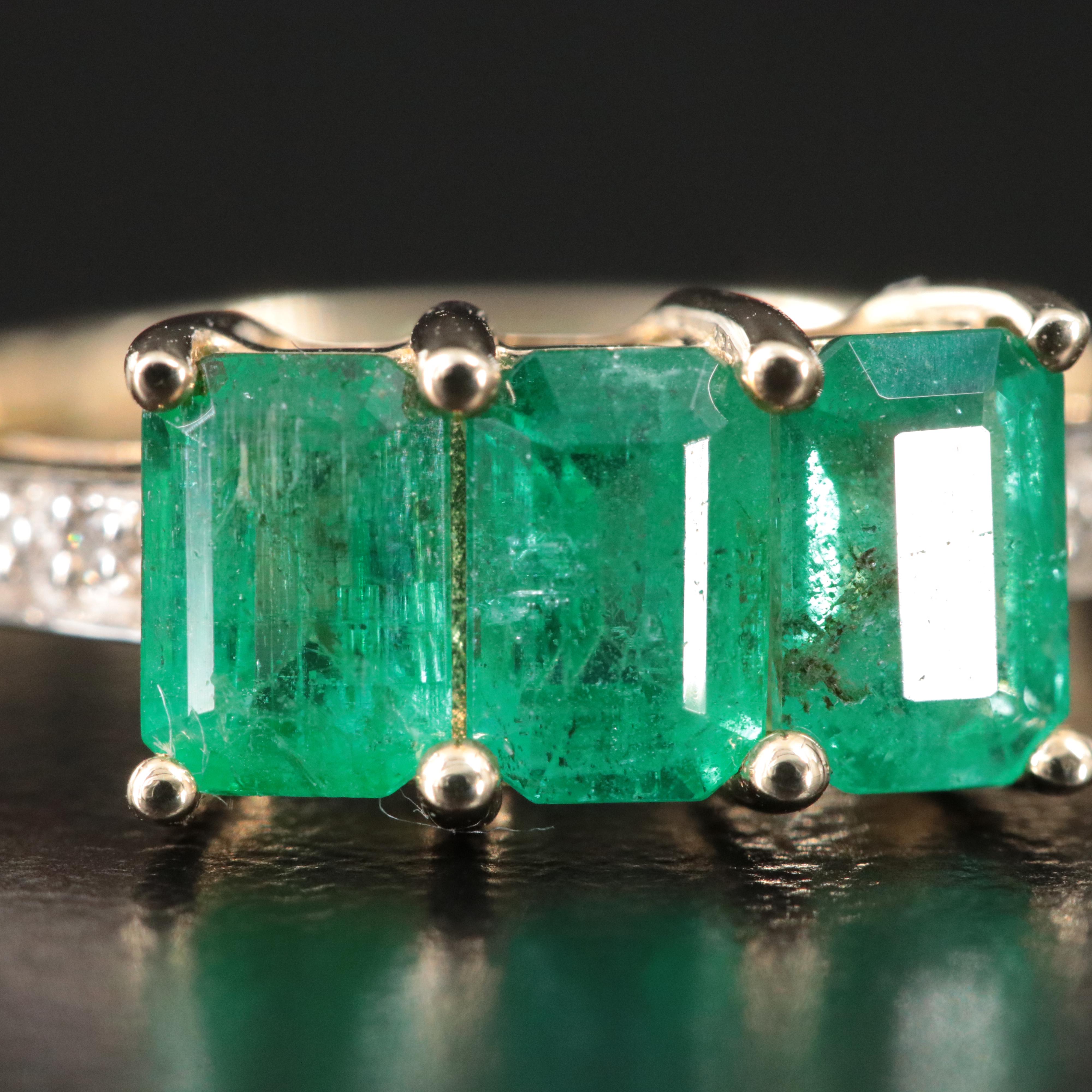 10K Emerald and Diamond Ring