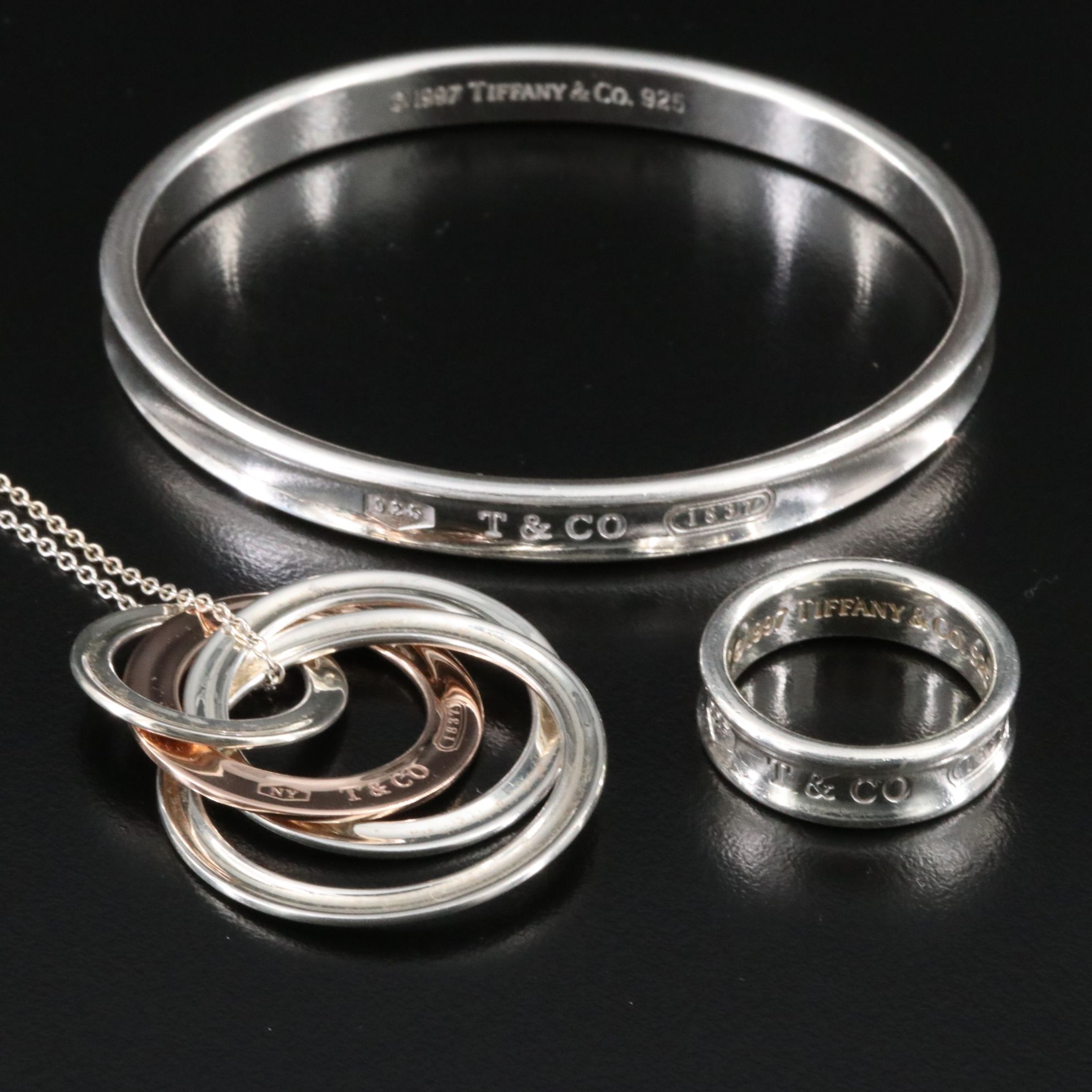 Tiffany & Co. 1837 Sterling Jewelry Selection Including Rubedo