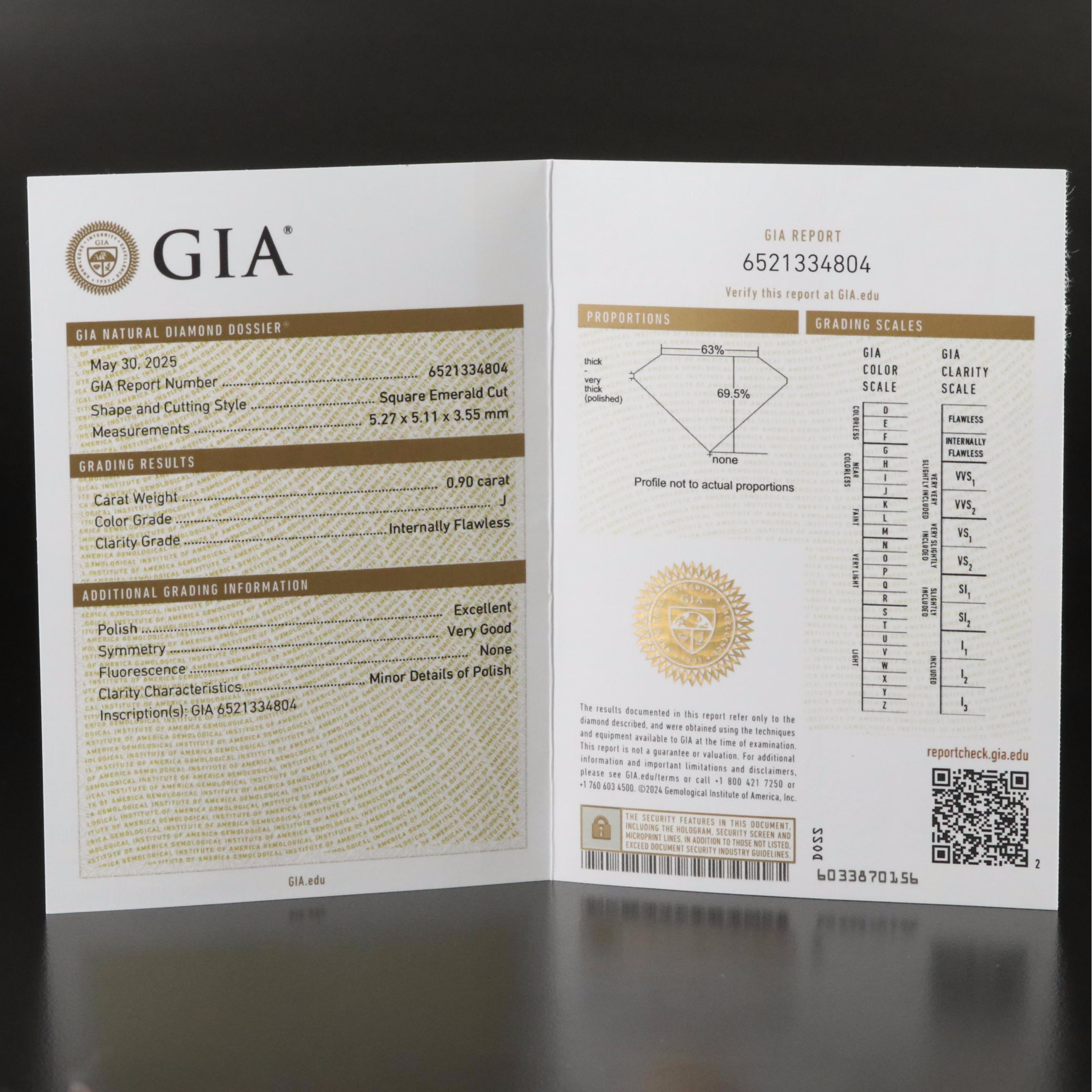 18K 0.90 CT Internally Flawless Diamond Ring with GIA Report