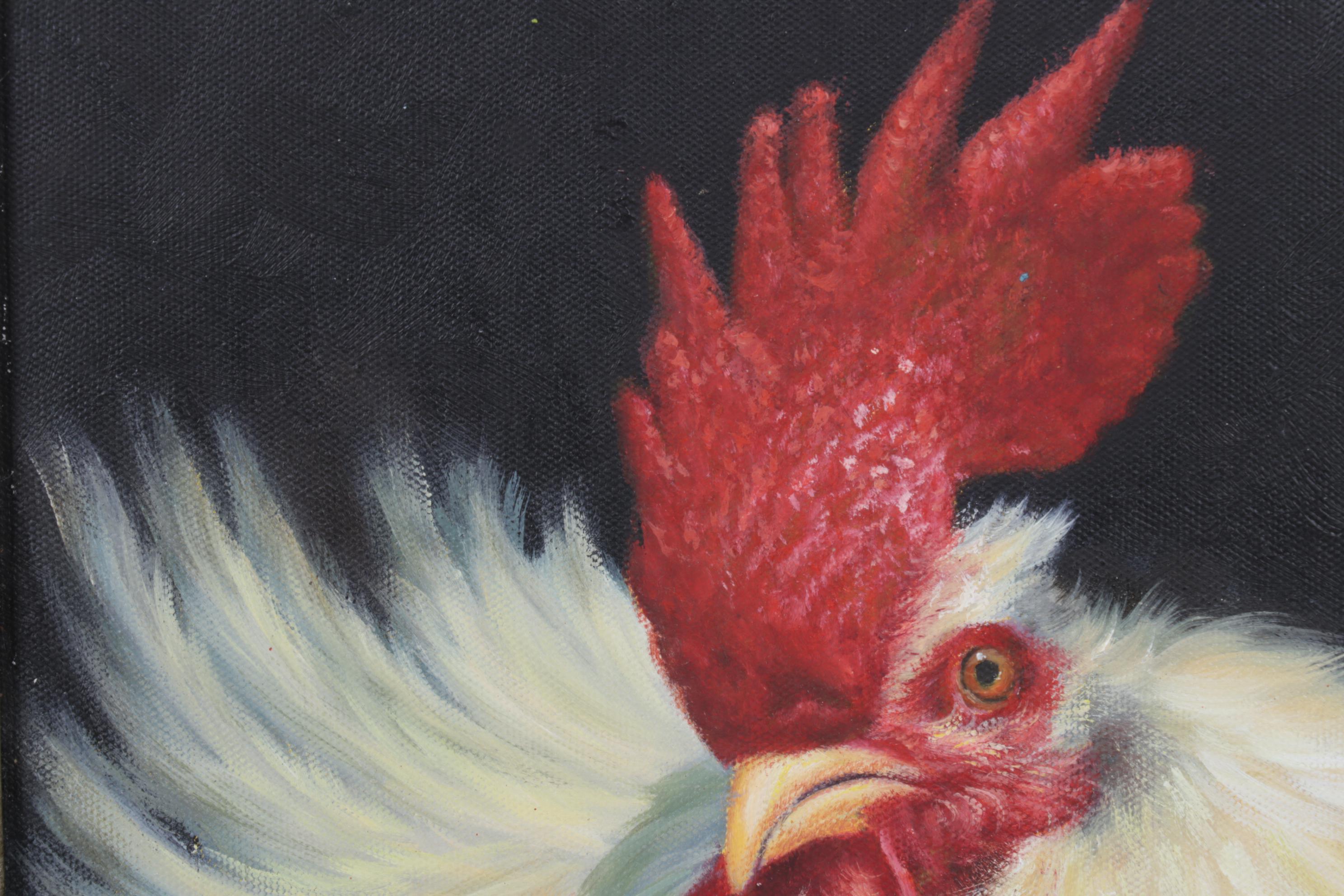 B. Mitchell Oil Painting of Rooster on Canvas