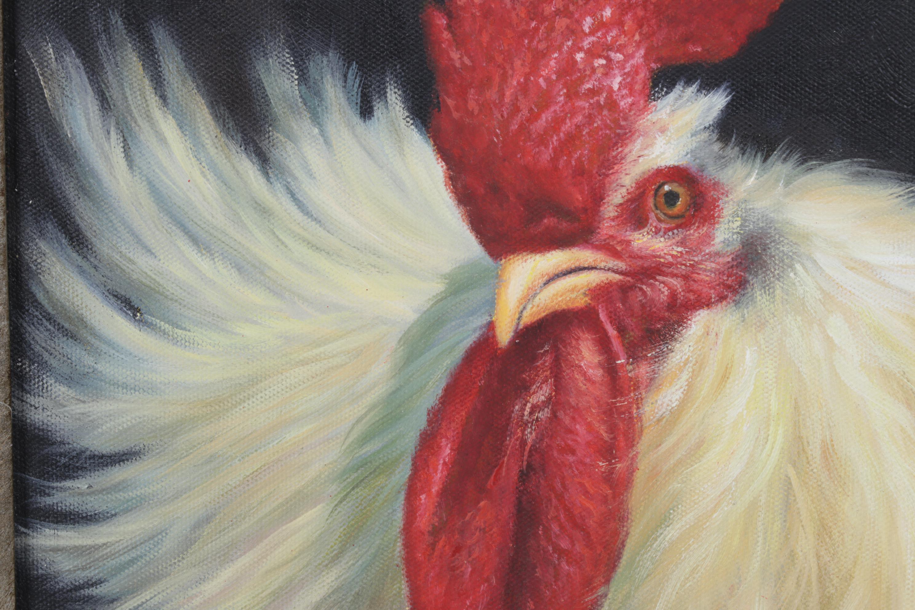 B. Mitchell Oil Painting of Rooster on Canvas