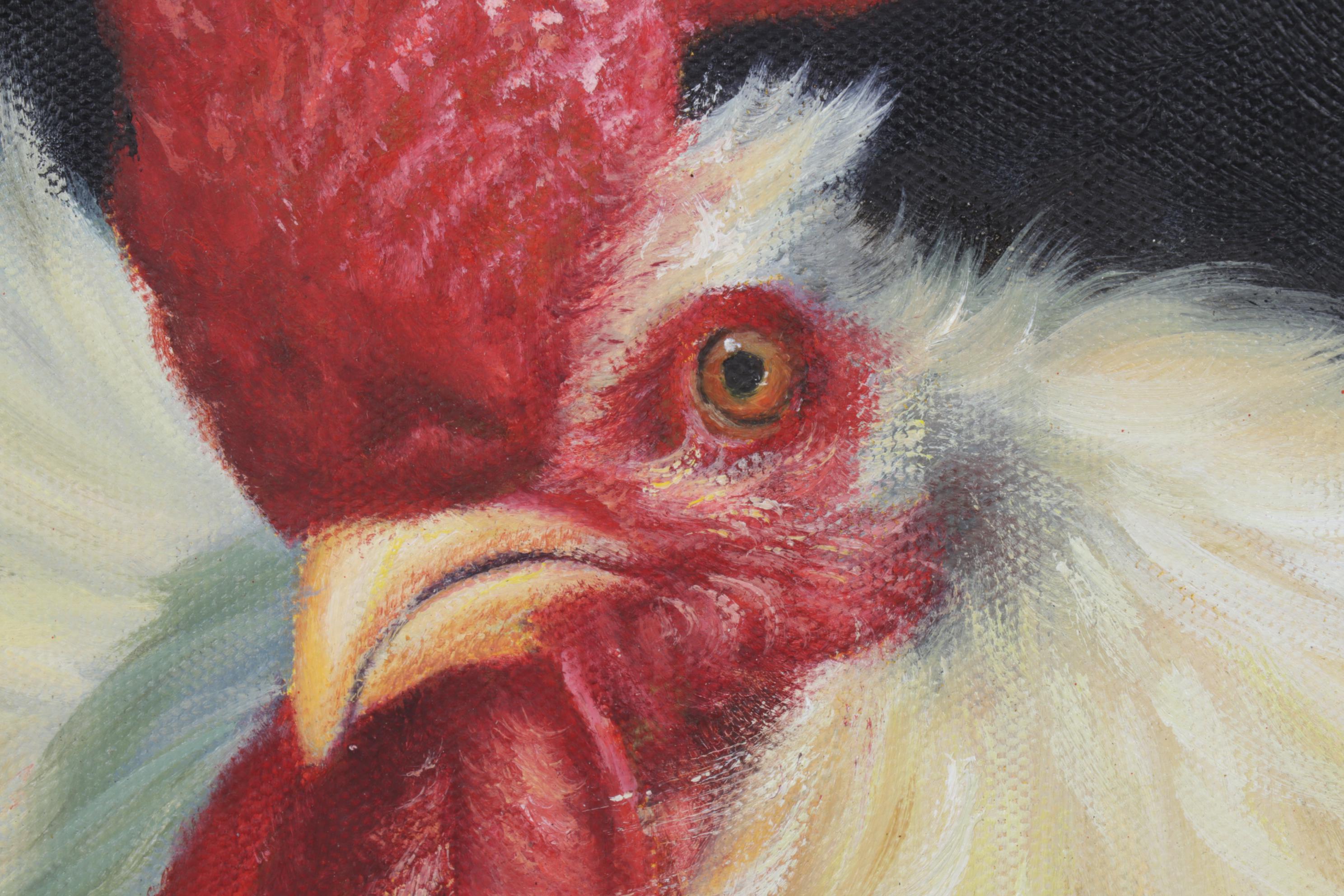 B. Mitchell Oil Painting of Rooster on Canvas