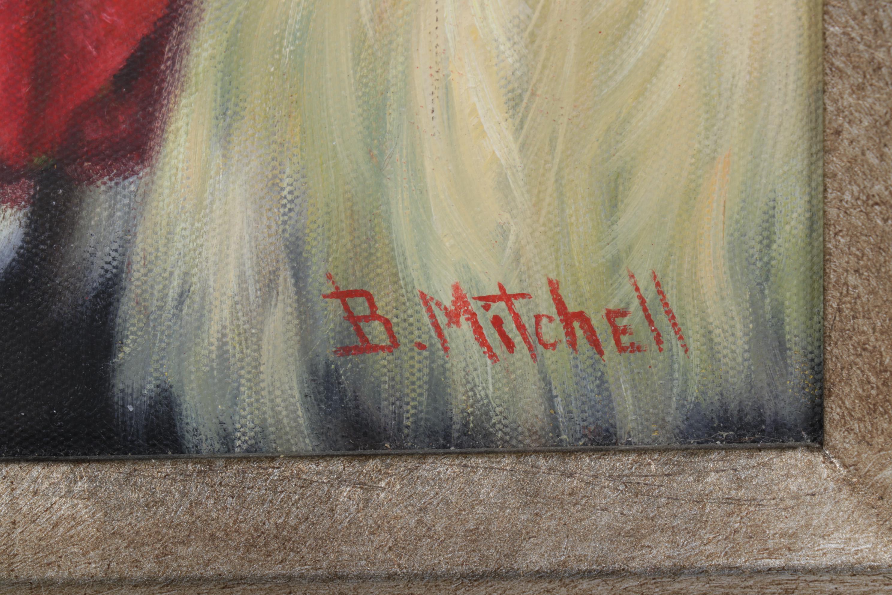 B. Mitchell Oil Painting of Rooster on Canvas