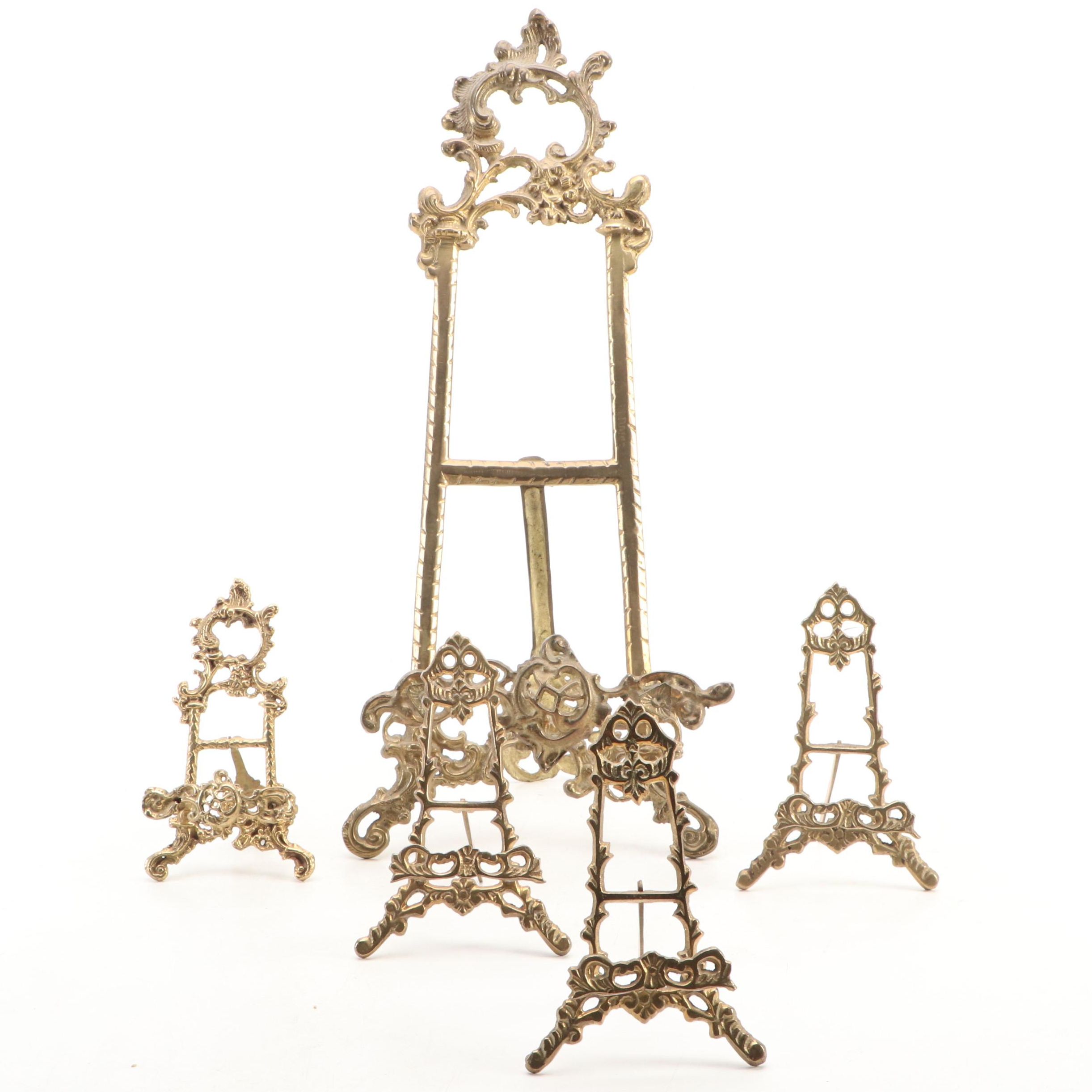 Baroque Revival Style Brass Table Top Easels
