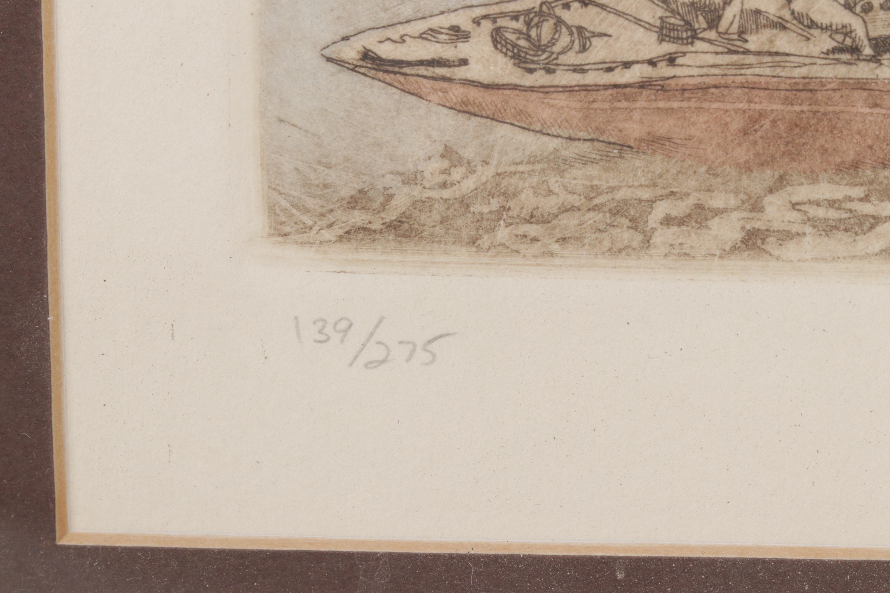 R.H. Badeau "Endeavour, 1934" Hand-Colored Etching, Mid to Late 20th Century