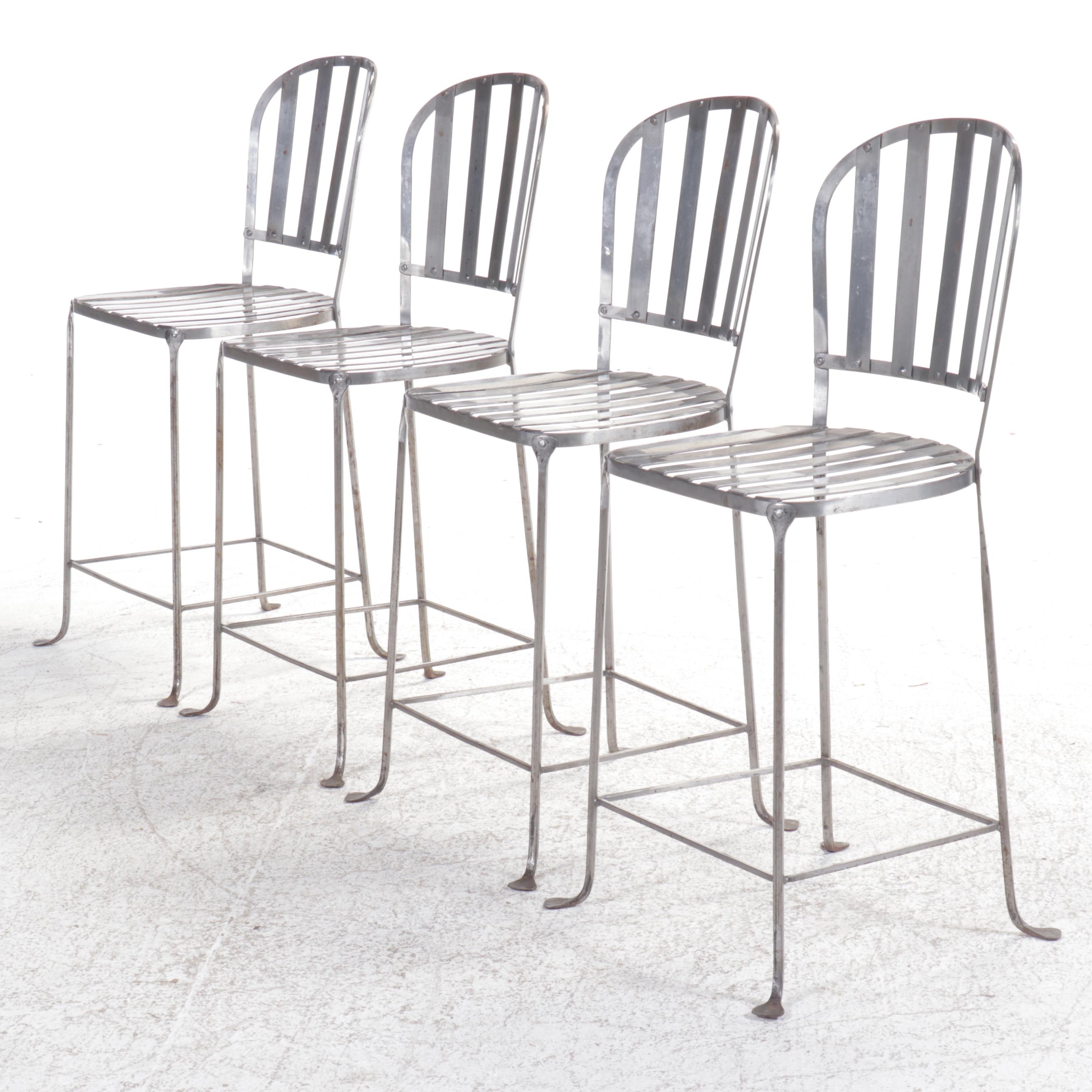 Set of Four Industrial Style Metal Barstools