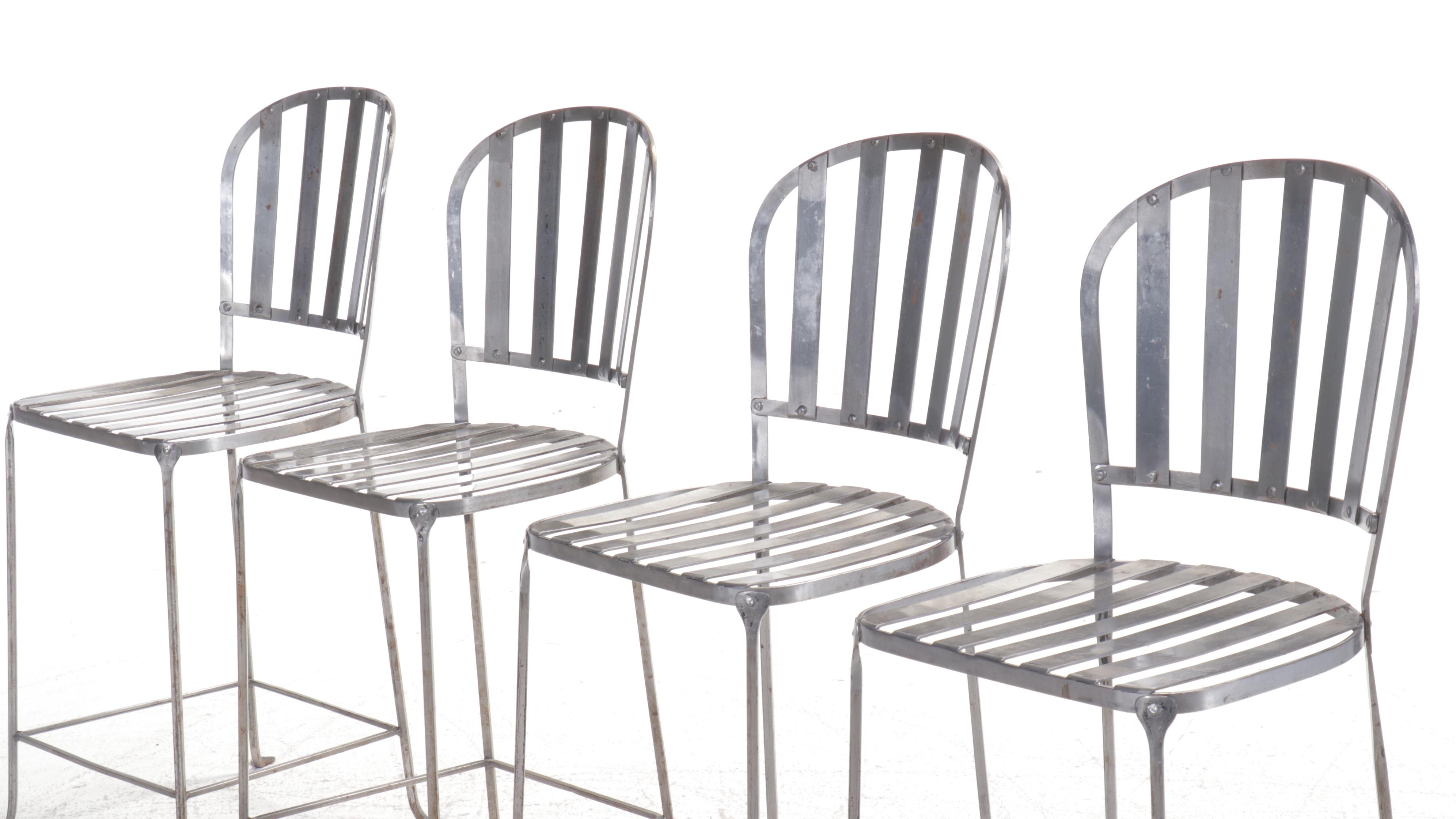 Set of Four Industrial Style Metal Barstools