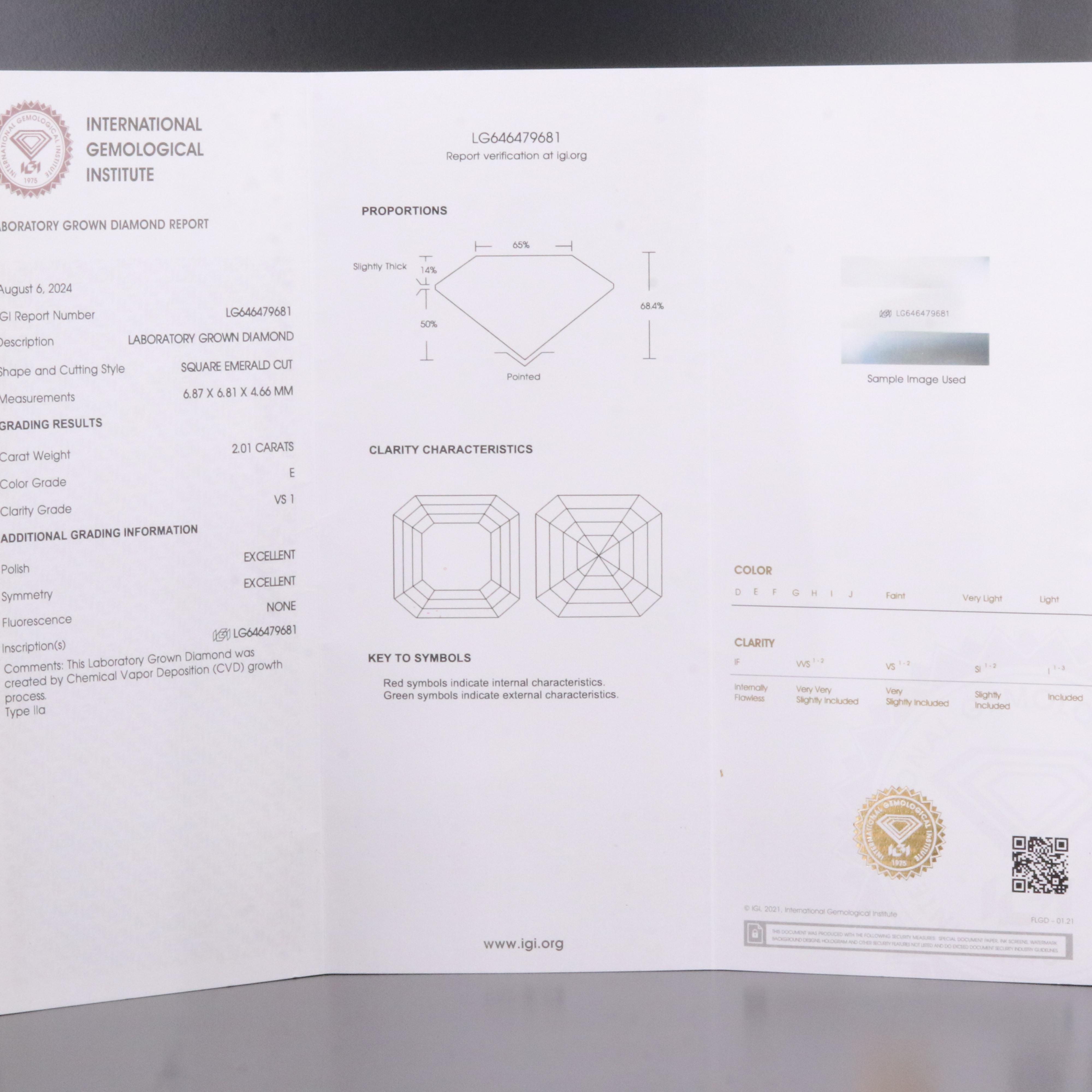 14K 2.01 CT Lab Grown Diamond Solitaire Ring with IGI Report