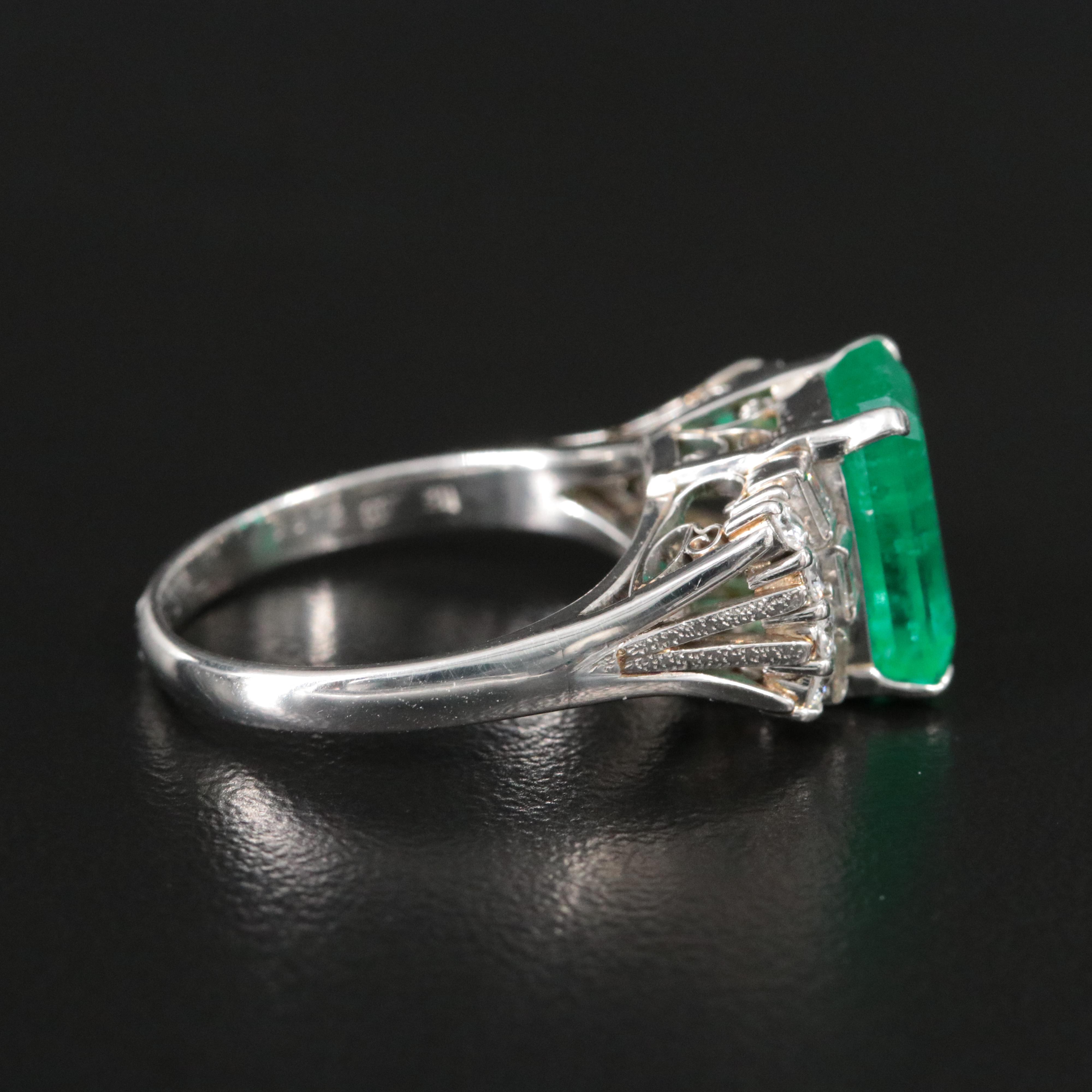 Platinum Emerald and 0.48 CTW Diamond Ring
