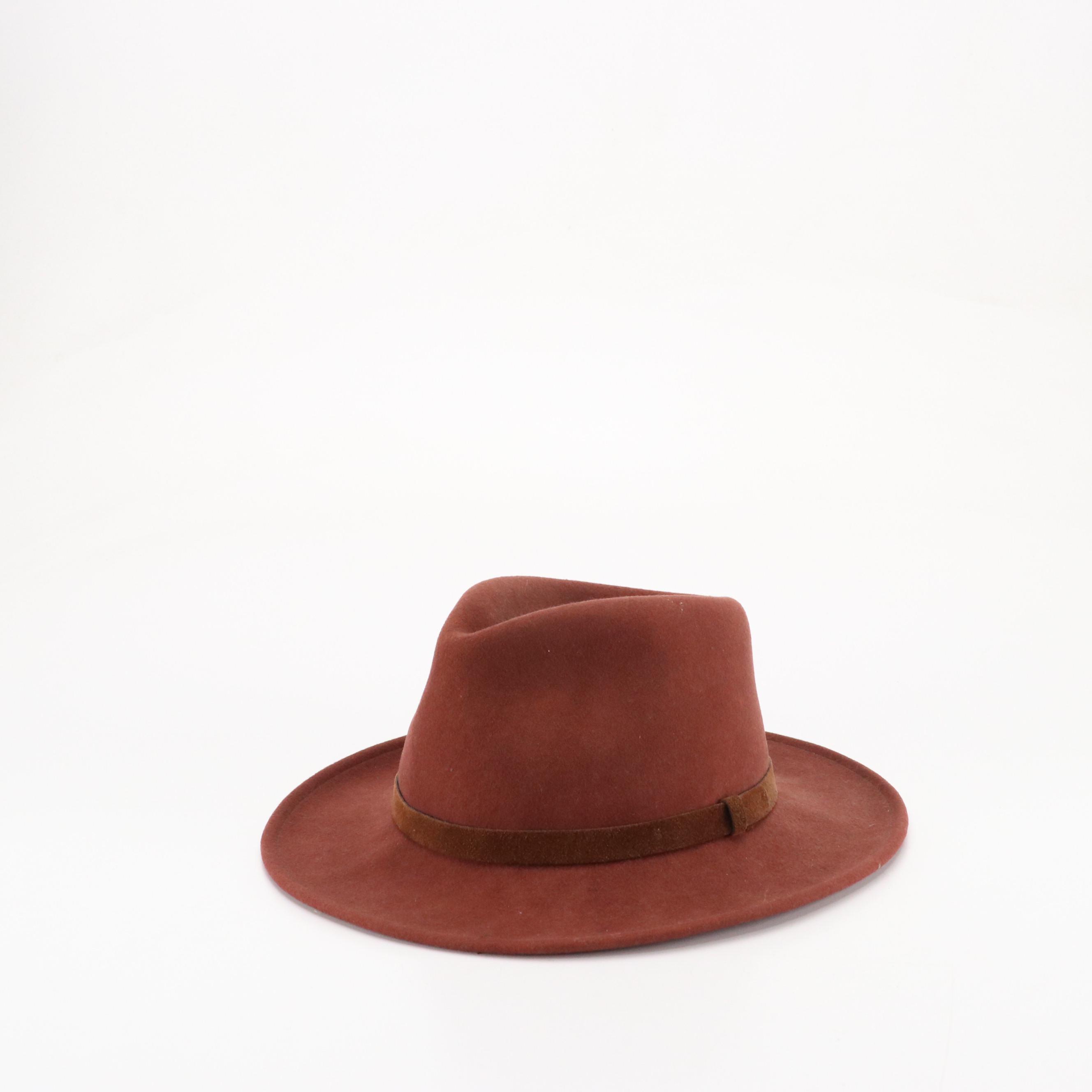 Minnetonka Beaded Wool Felt Western Hat with Other Burgundy Wool Fat Helt