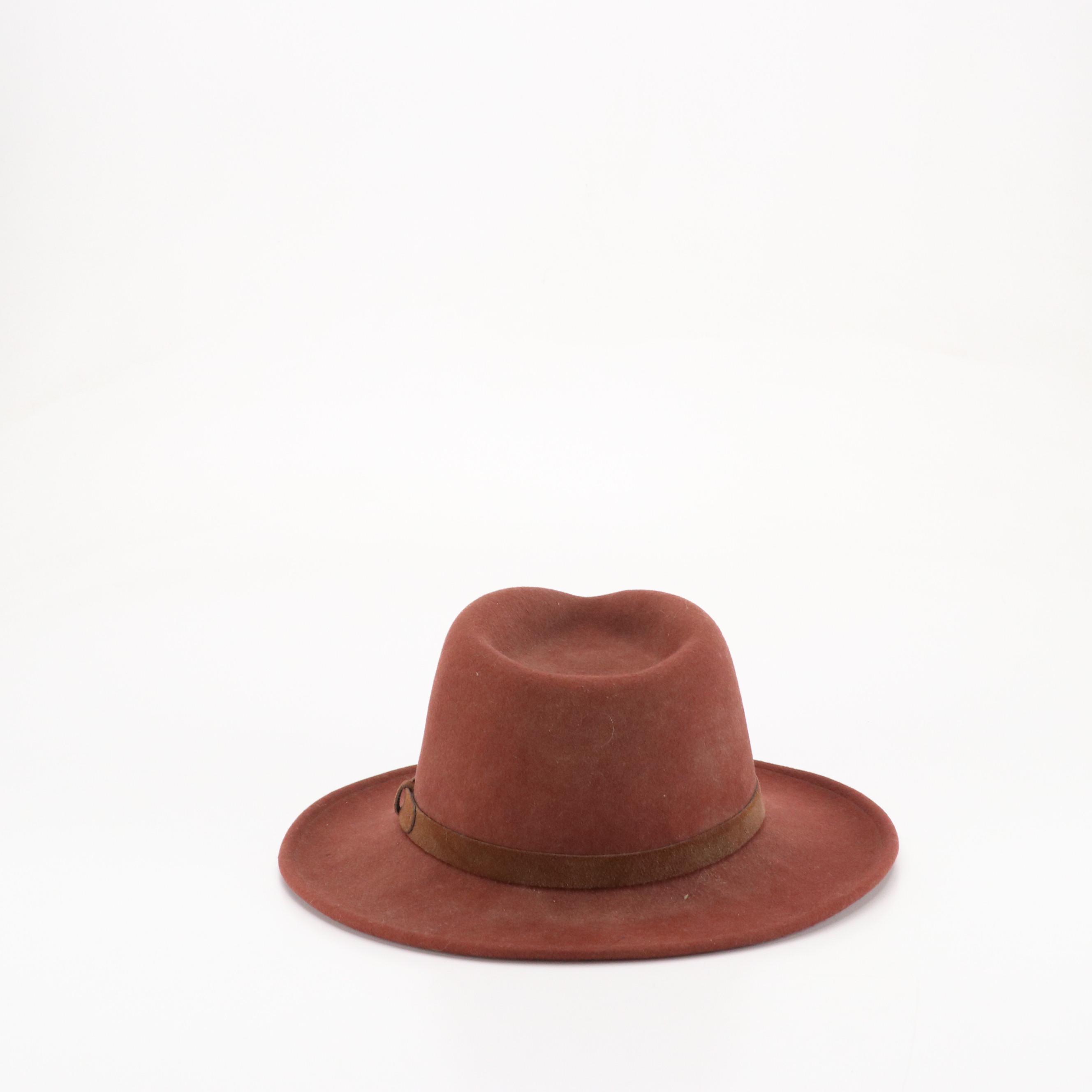 Minnetonka Beaded Wool Felt Western Hat with Other Burgundy Wool Fat Helt