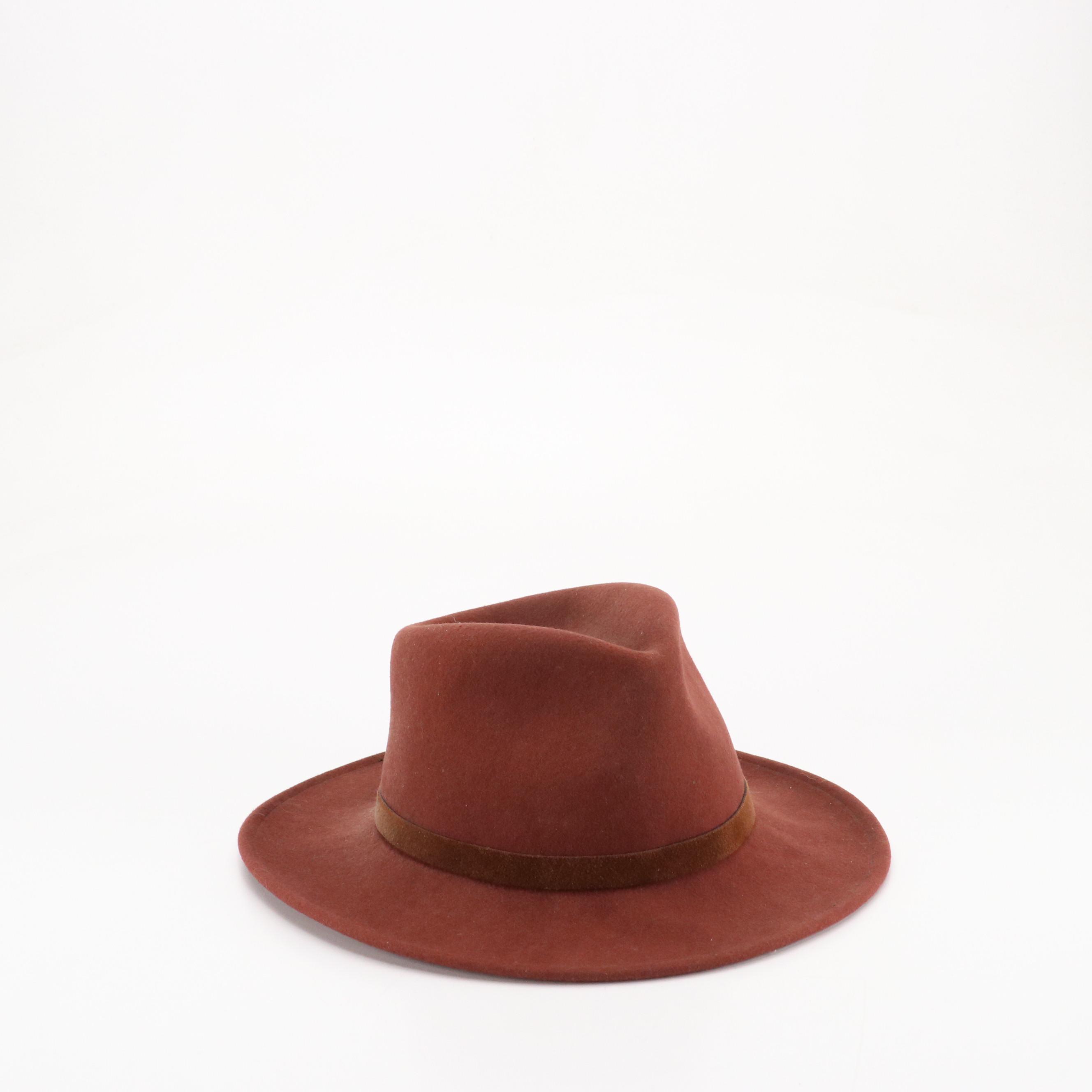 Minnetonka Beaded Wool Felt Western Hat with Other Burgundy Wool Fat Helt