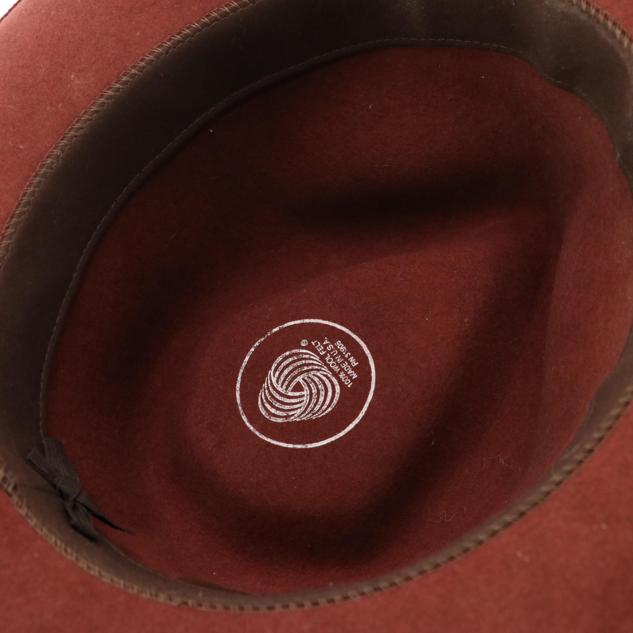 Minnetonka Beaded Wool Felt Western Hat with Other Burgundy Wool Fat Helt