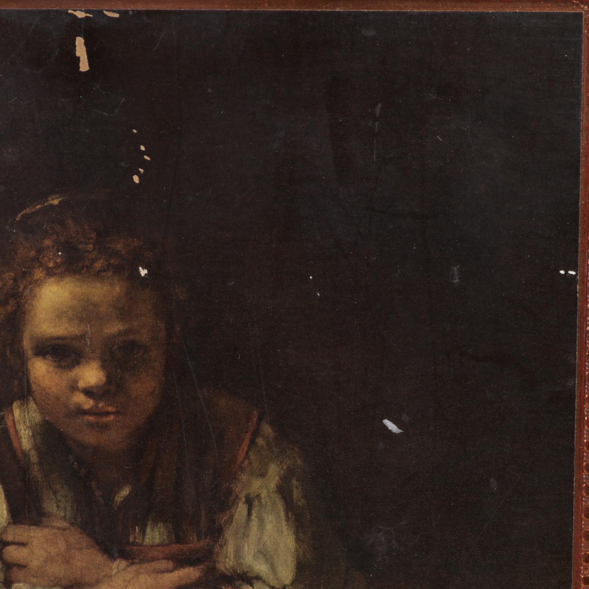 Offset Lithograph After Rembrandt "Girl With A Broom"