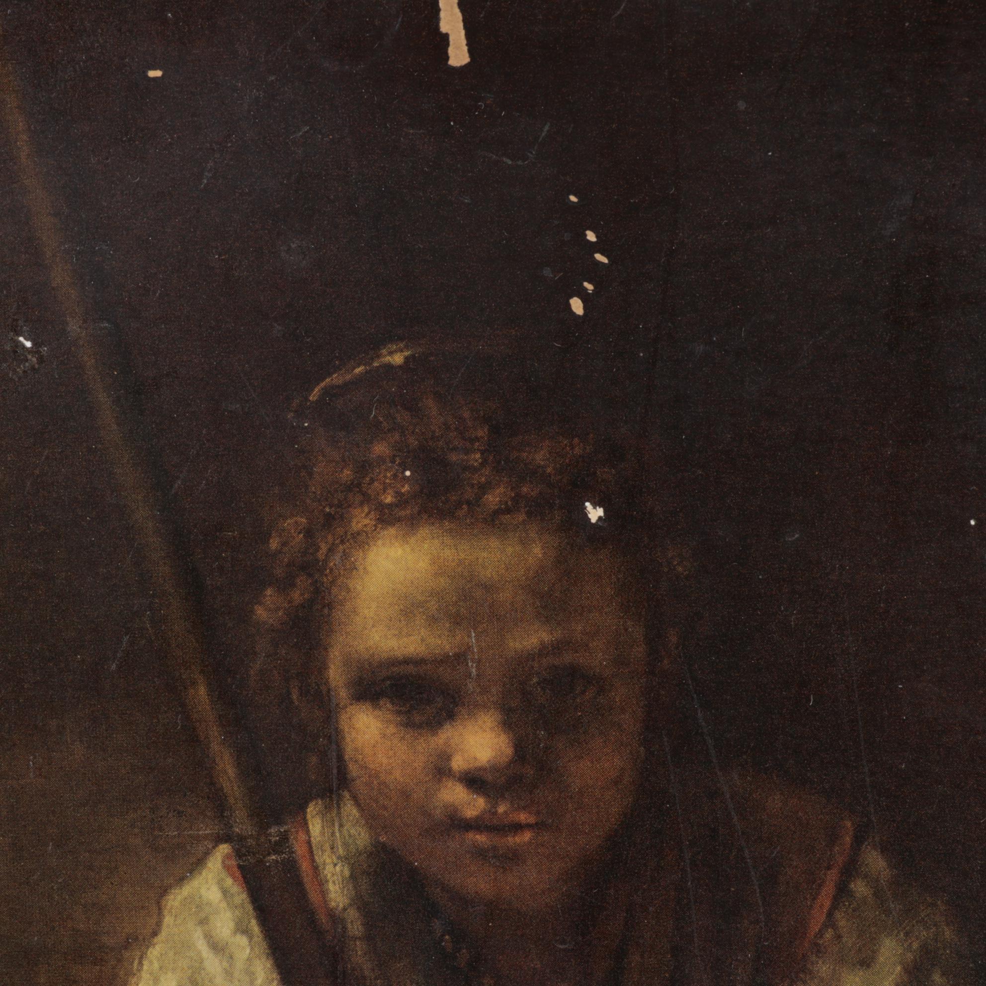 Offset Lithograph After Rembrandt "Girl With A Broom"