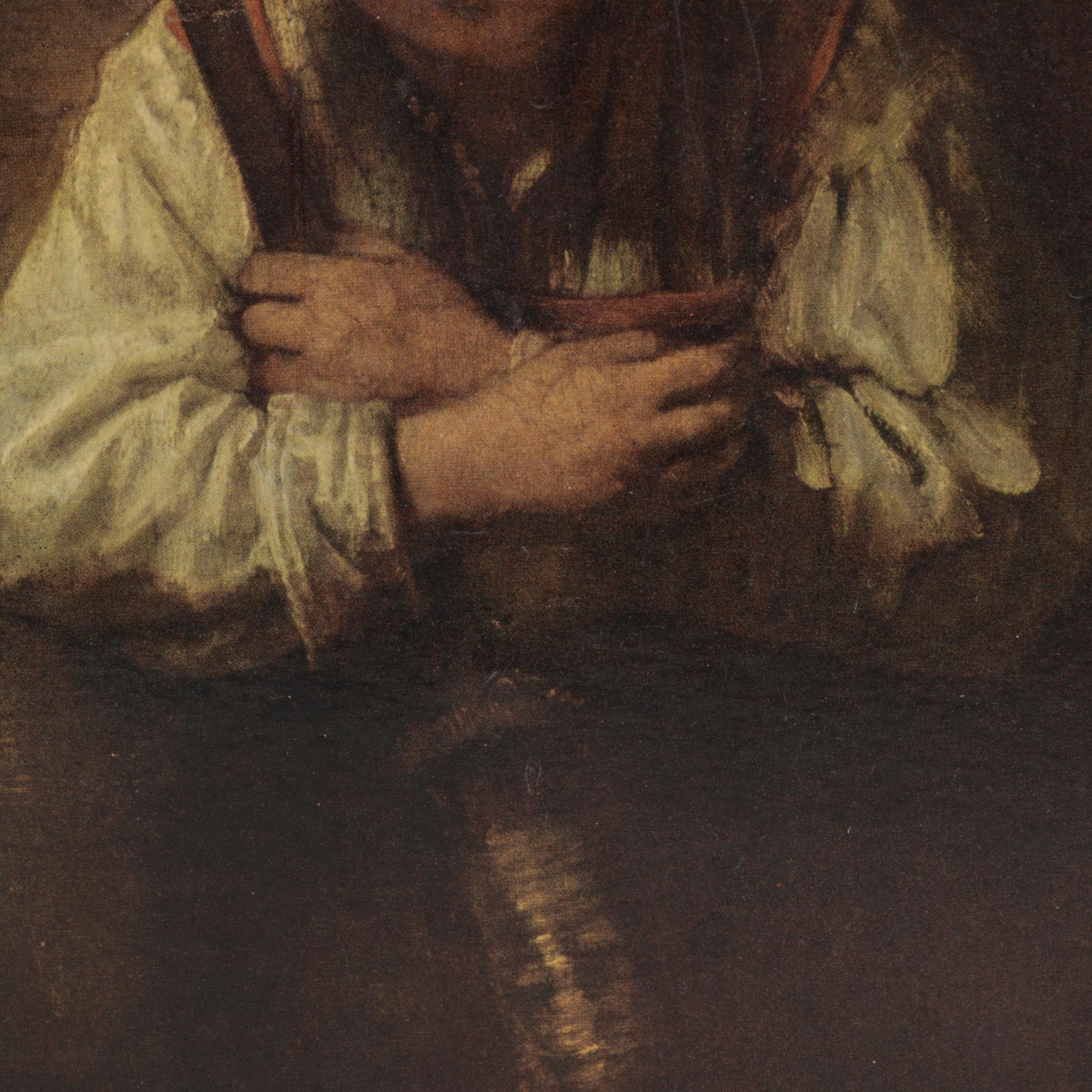 Offset Lithograph After Rembrandt "Girl With A Broom"