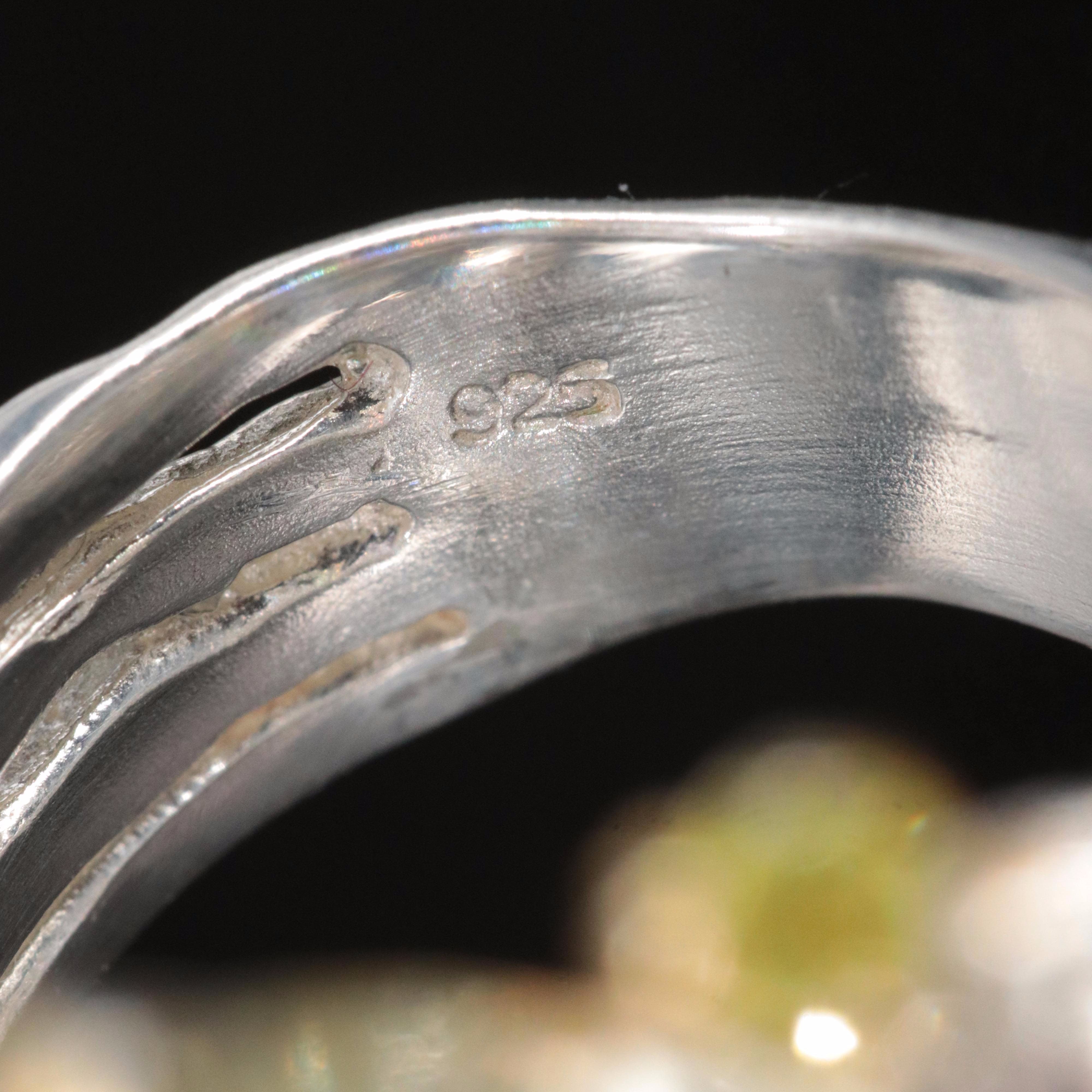 Sterling Citrine, Prasiolite and Rose Quartz Bee Ring