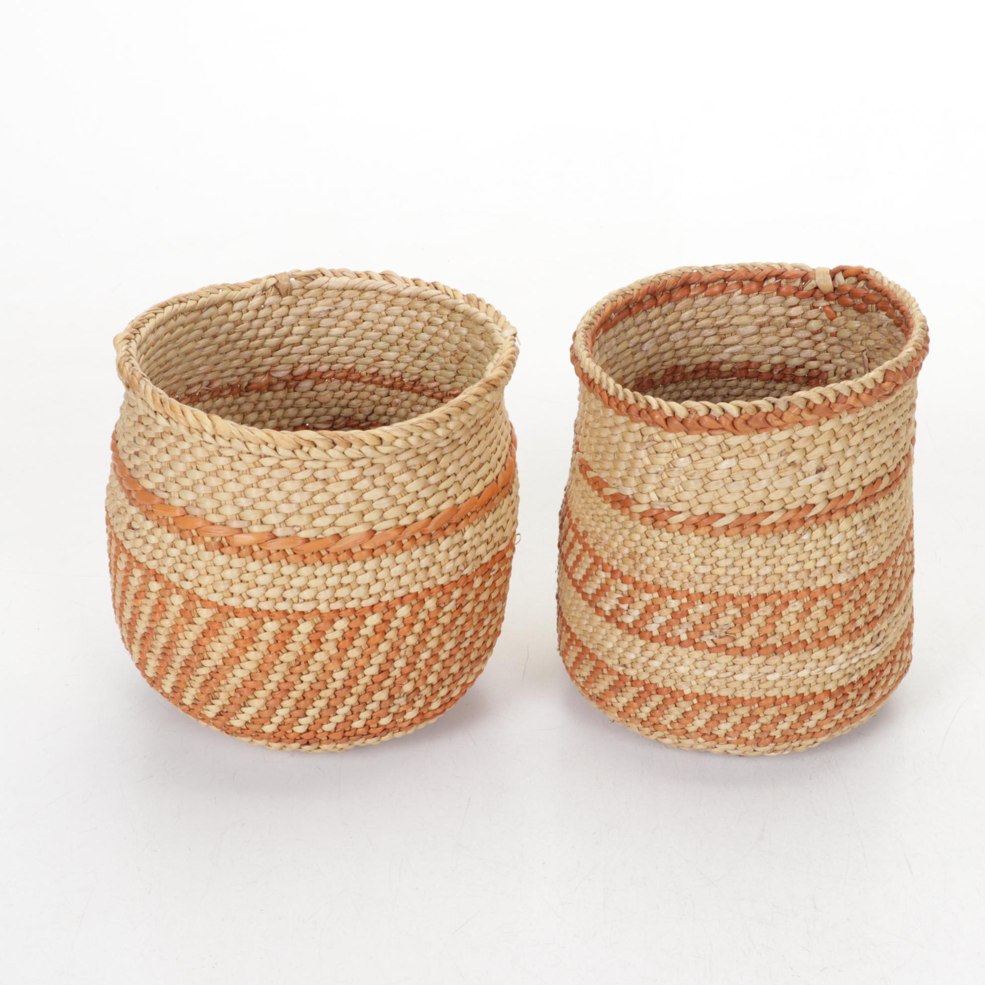 Eight African Woven Grass Baskets, Late 20th to  21st Century