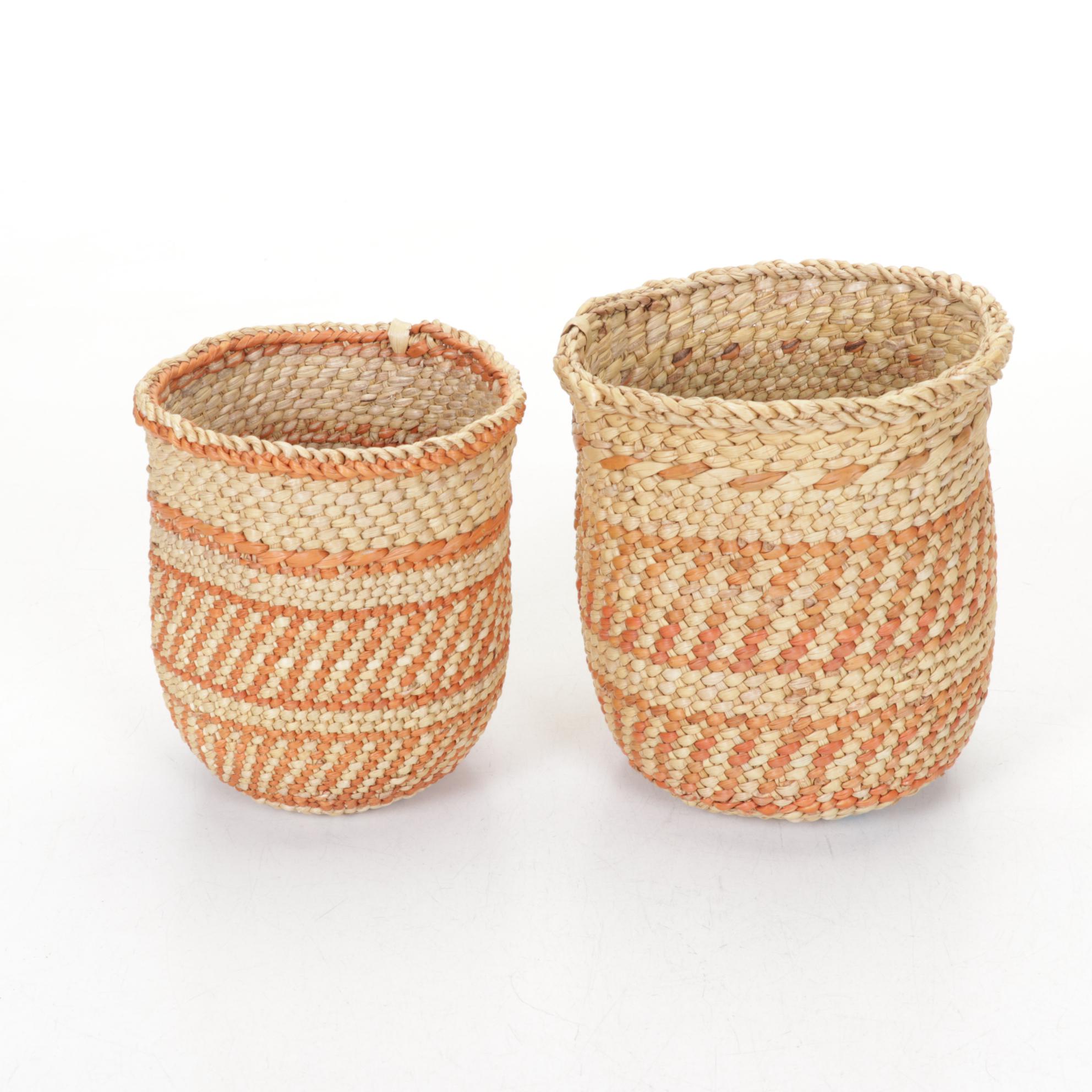 Eight African Woven Grass Baskets, Late 20th to  21st Century