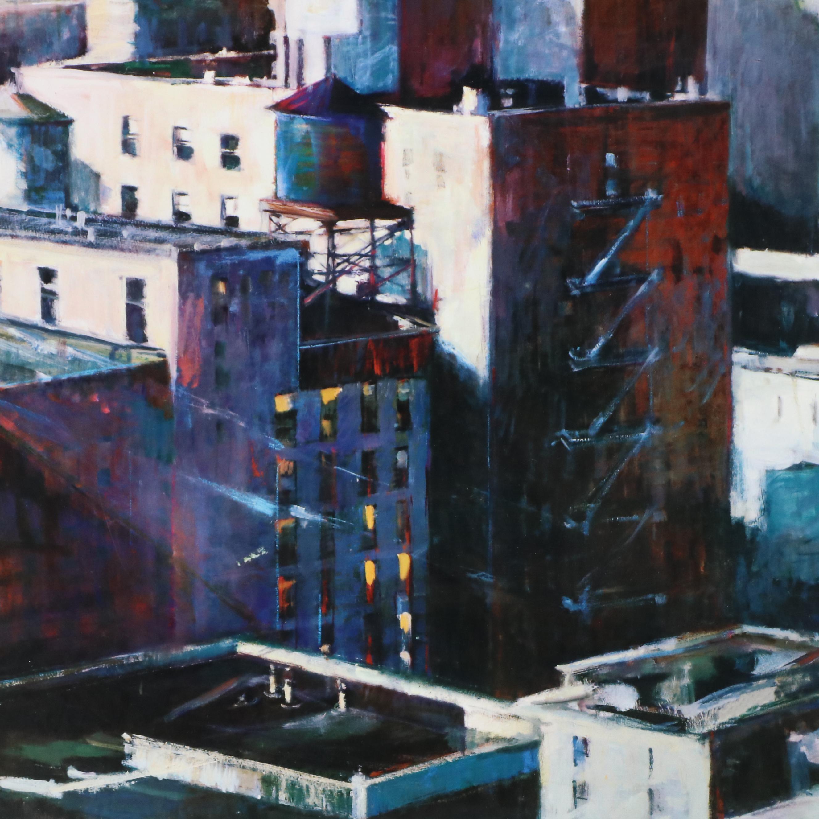 Offset Lithograph Poster After Patti Mollica "Urban Rooftops"