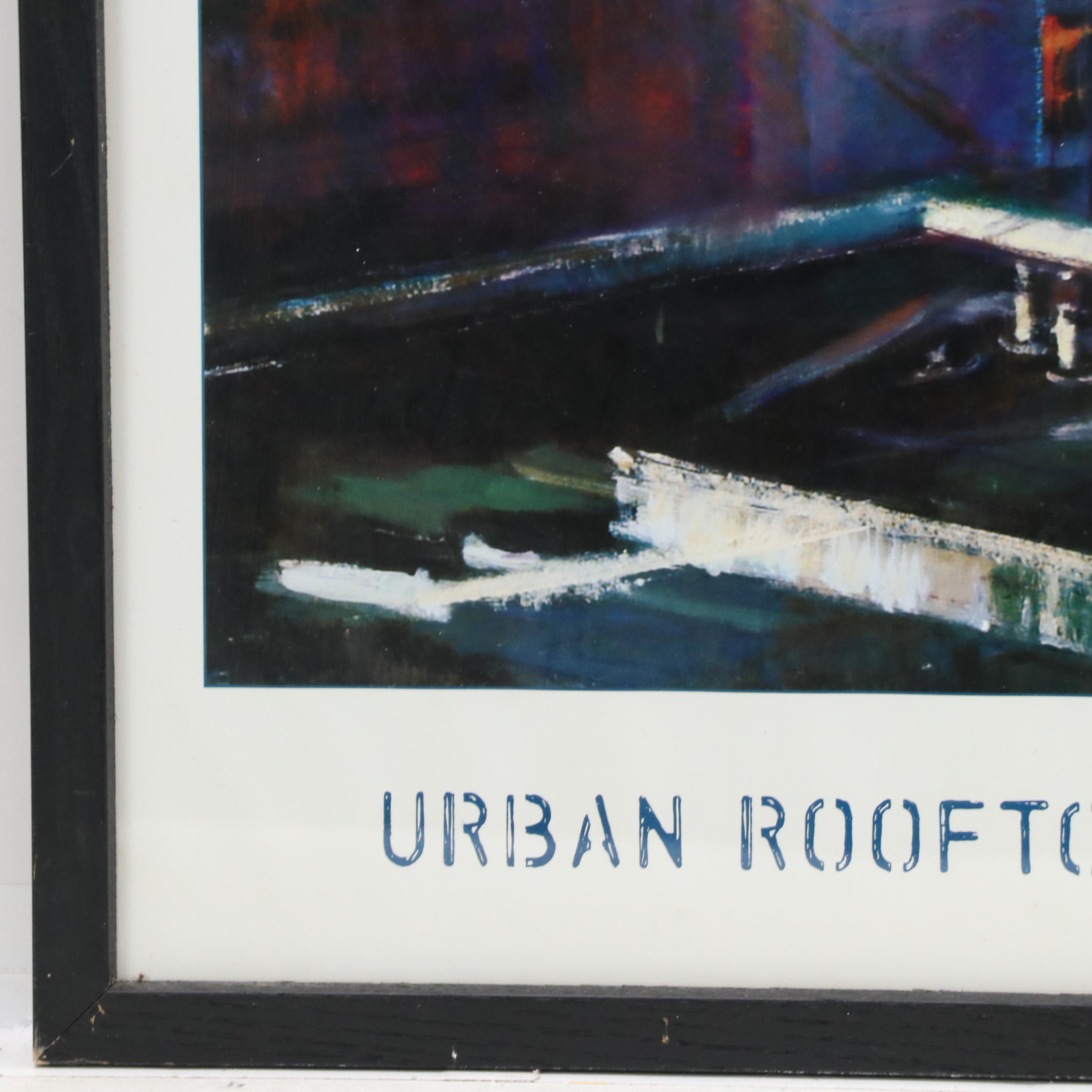 Offset Lithograph Poster After Patti Mollica "Urban Rooftops"