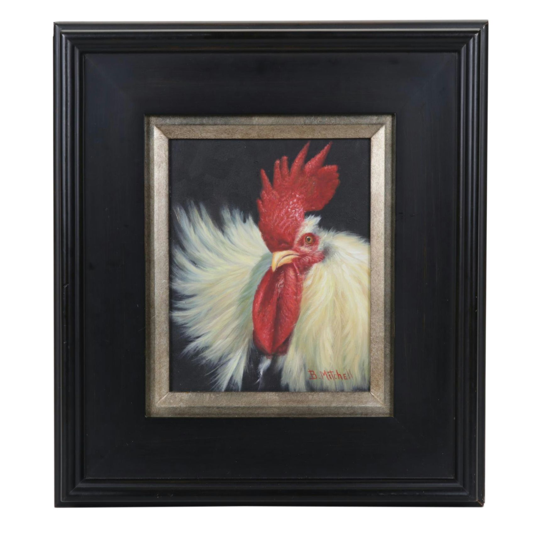 B. Mitchell Oil Painting of Rooster on Canvas