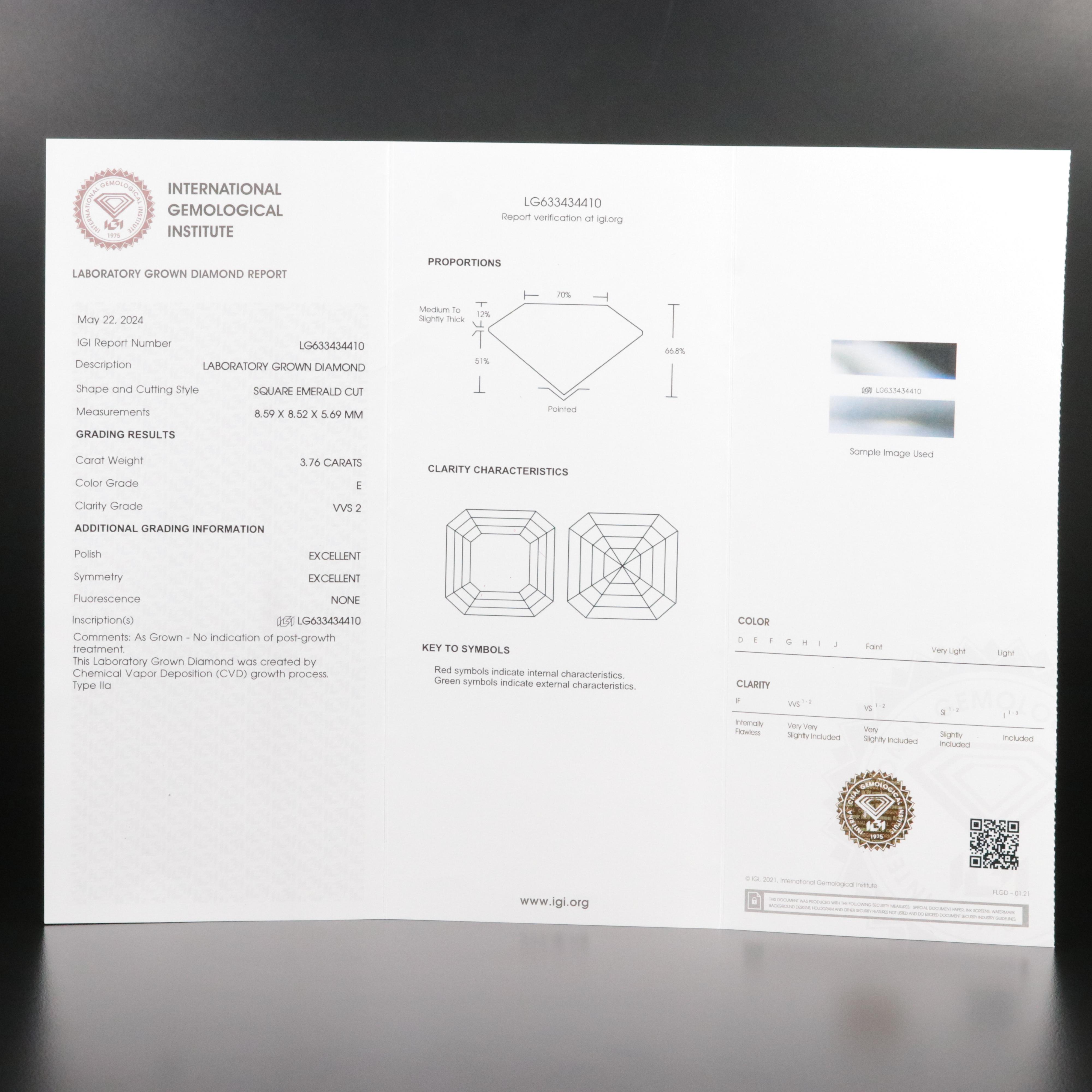 Platinum 4.18 CTW Lab Grown Diamond Ring with IGI Report