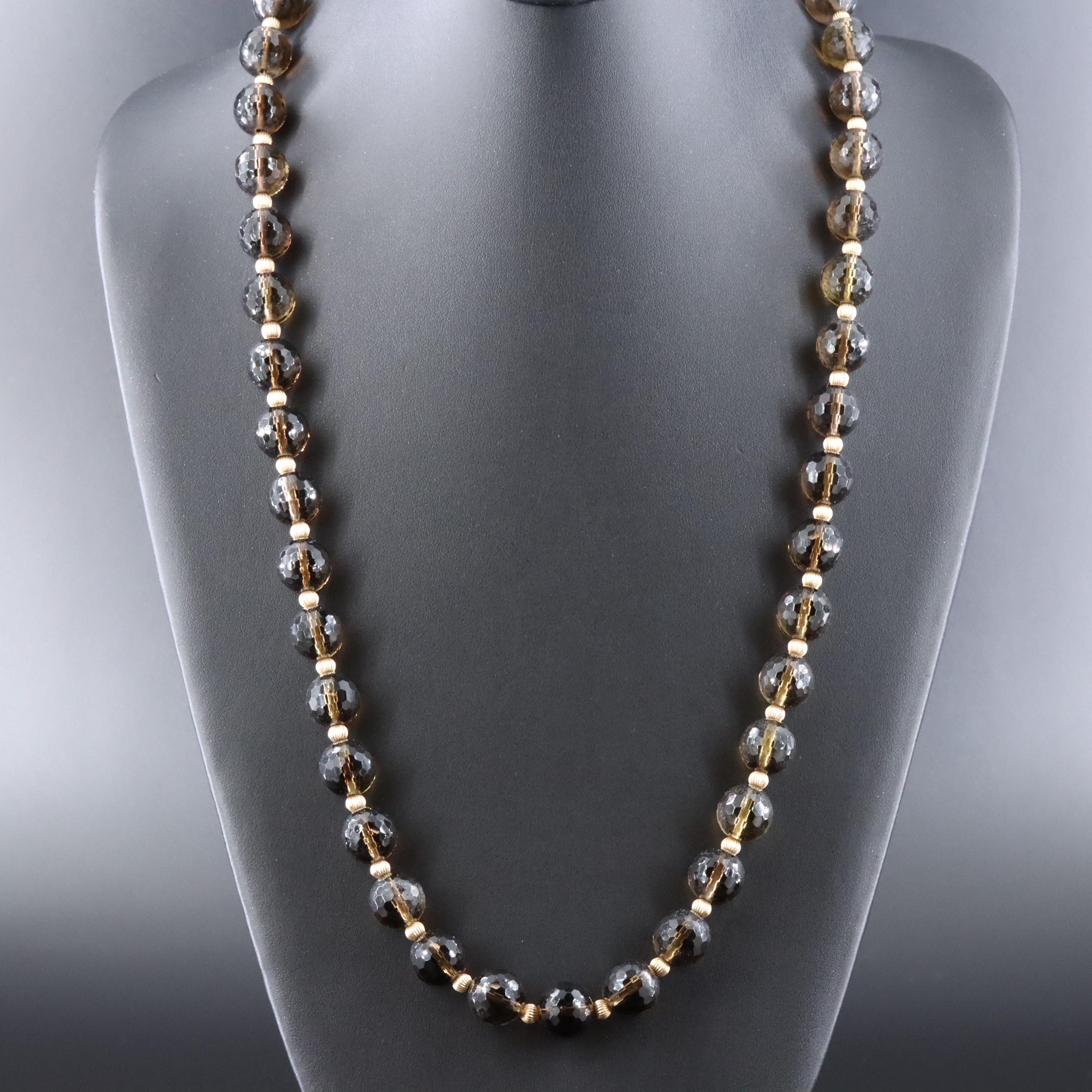 14K Smoky Quartz Necklace
