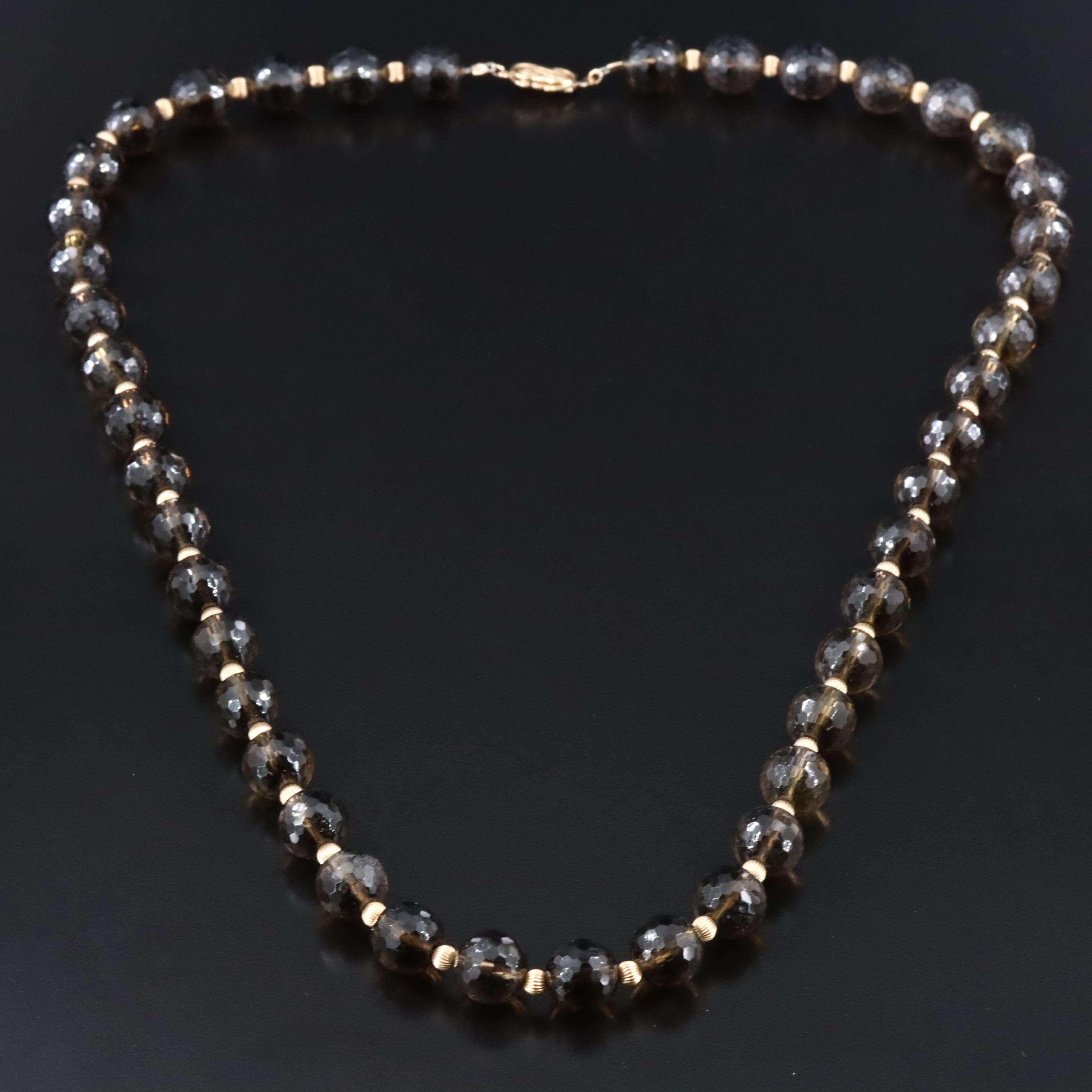 14K Smoky Quartz Necklace