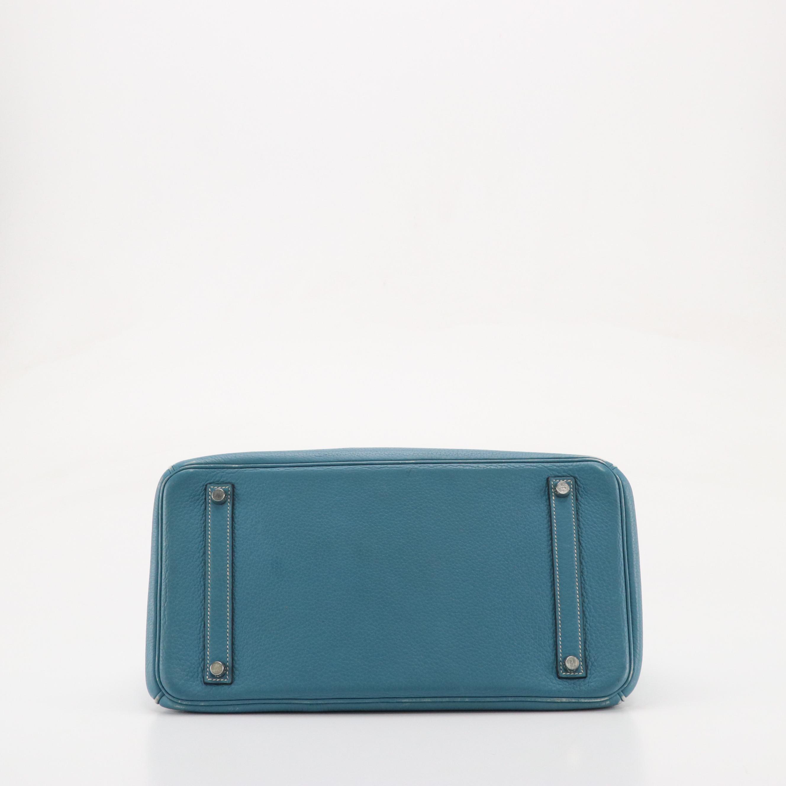 Hermès Birkin 35 Satchel in Blue Clemence Leather