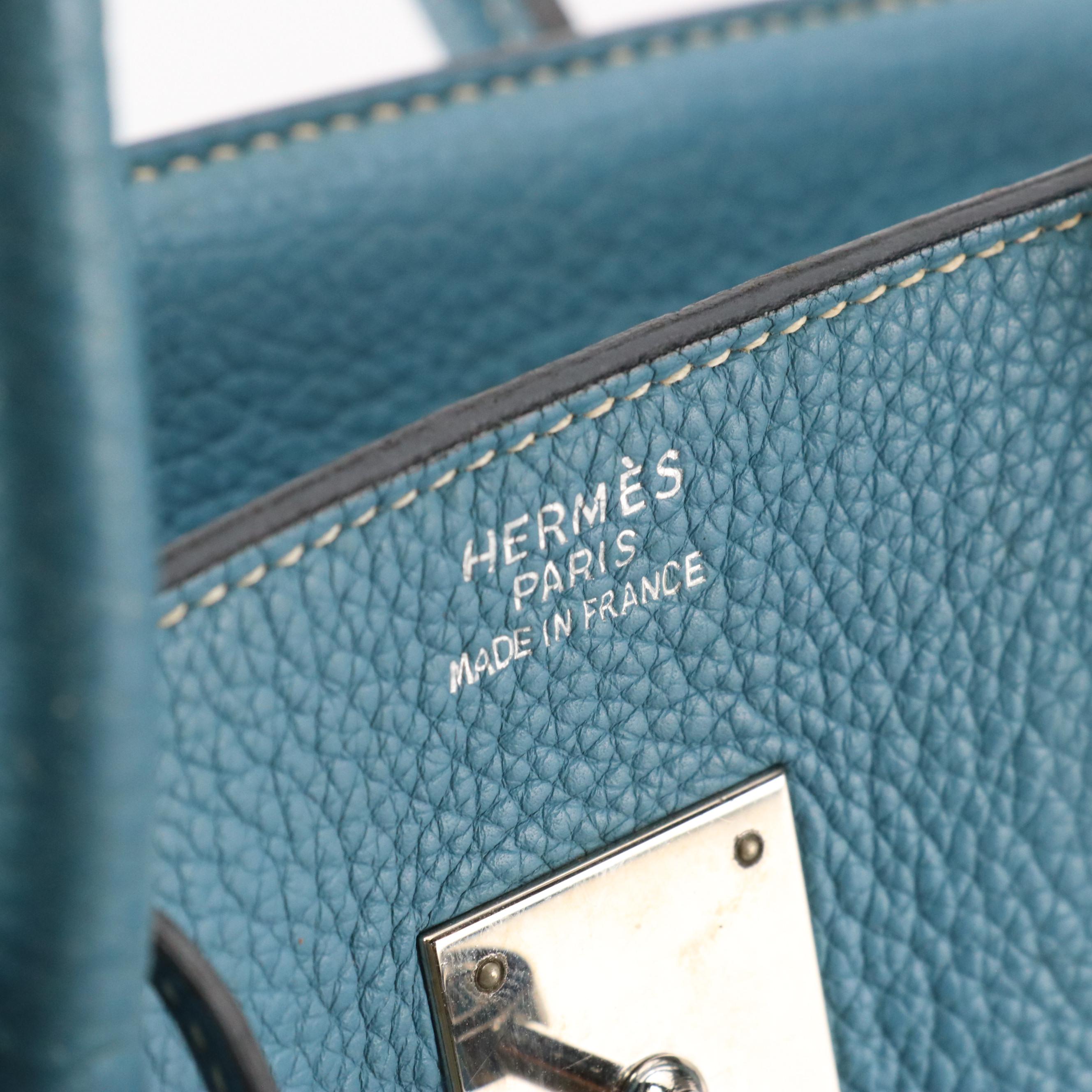 Hermès Birkin 35 Satchel in Blue Clemence Leather