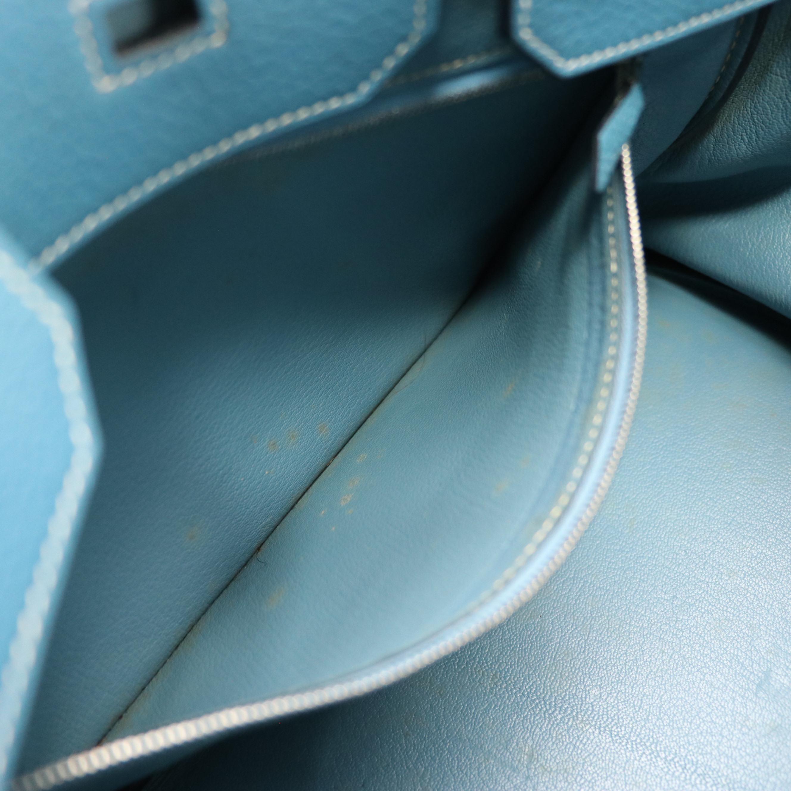 Hermès Birkin 35 Satchel in Blue Clemence Leather