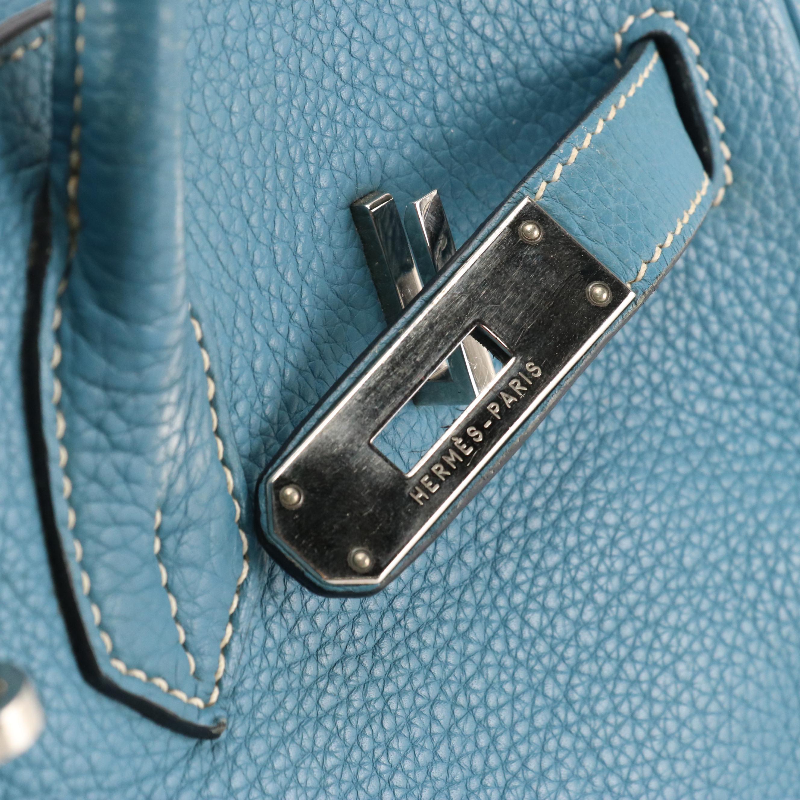 Hermès Birkin 35 Satchel in Blue Clemence Leather