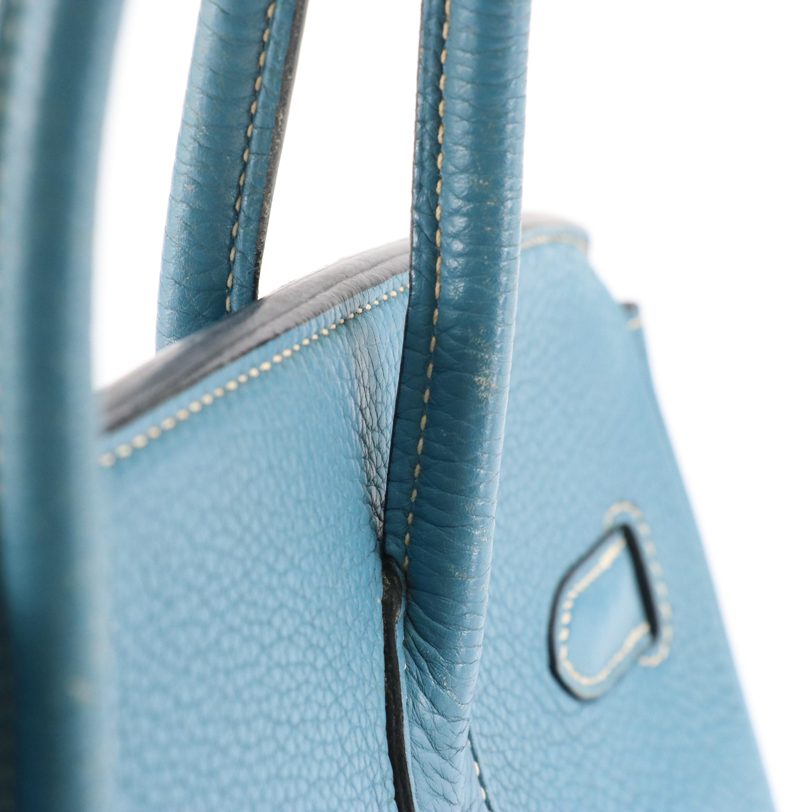 Hermès Birkin 35 Satchel in Blue Clemence Leather