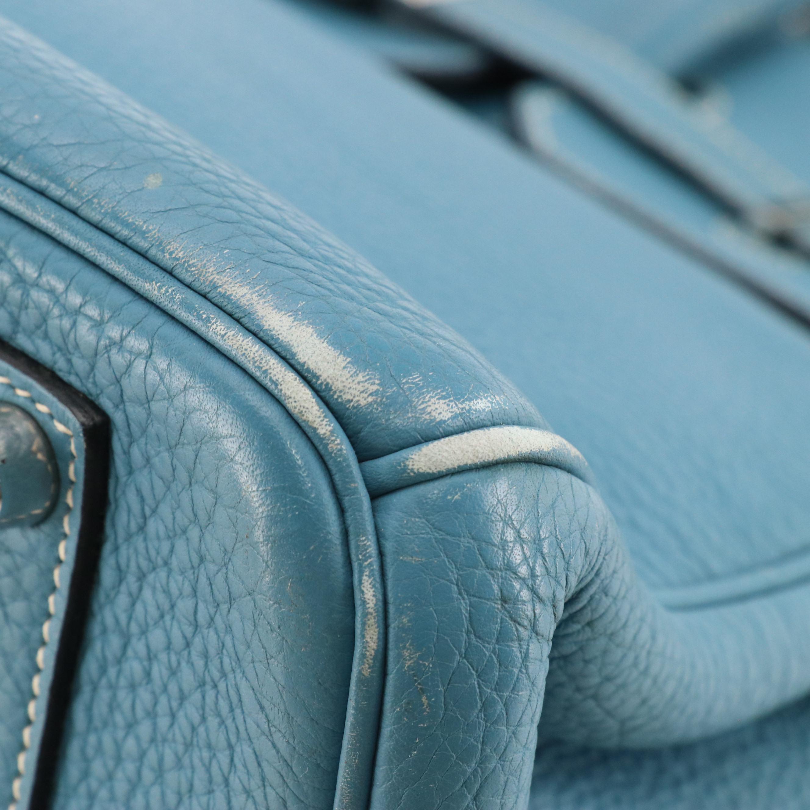 Hermès Birkin 35 Satchel in Blue Clemence Leather