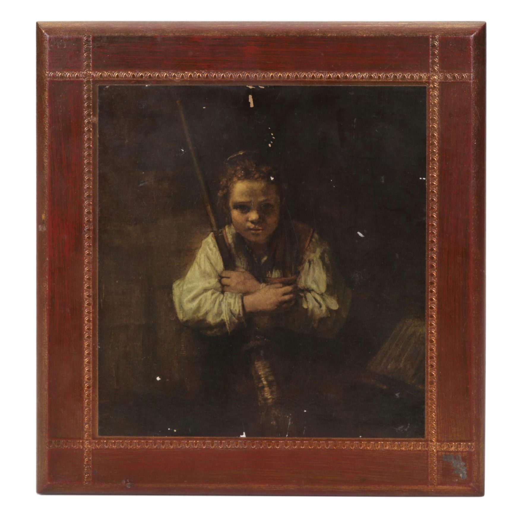 Offset Lithograph After Rembrandt "Girl With A Broom"