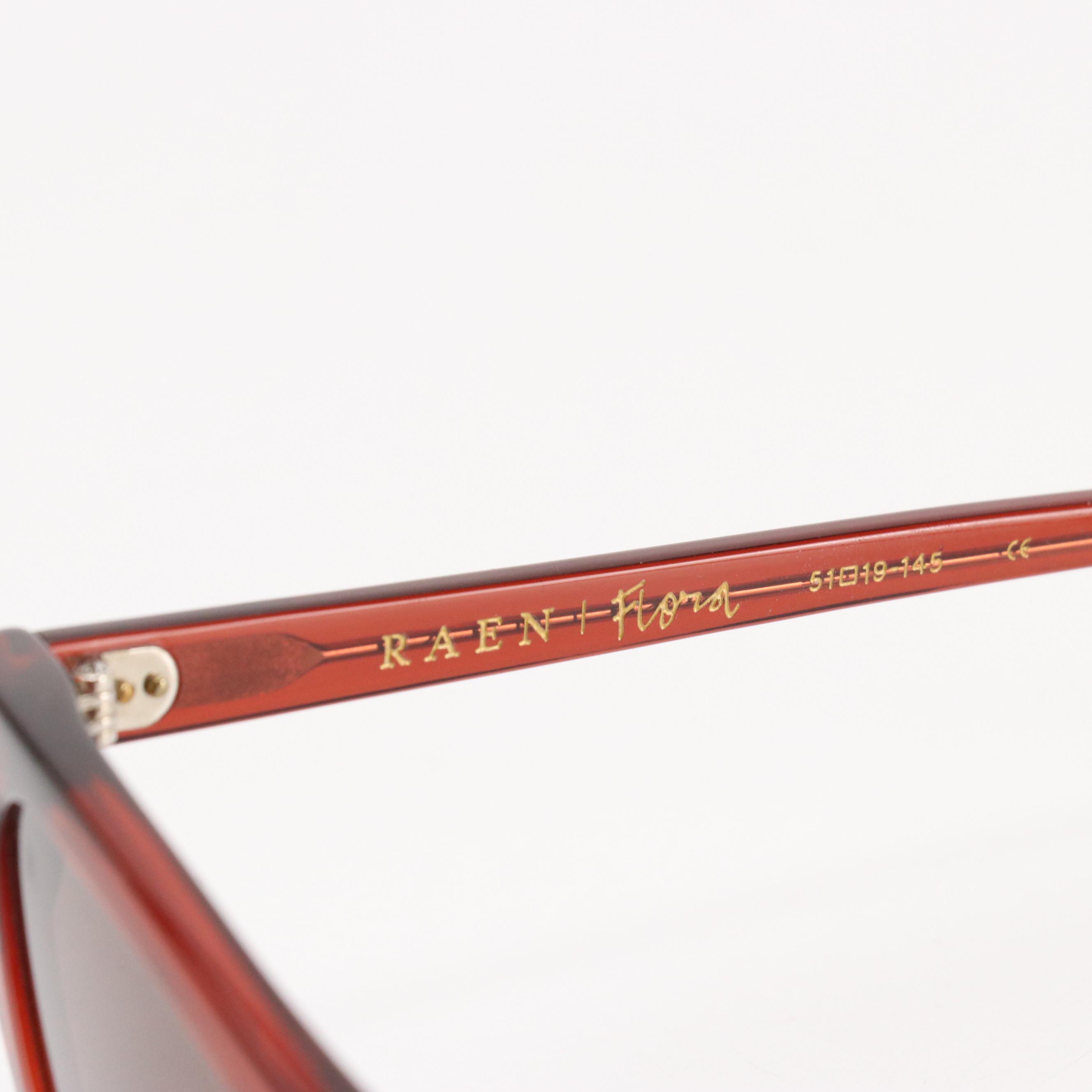 Raen Flora Cat Eye Sunglasses in Brandy Brown Acetate with Case and Box