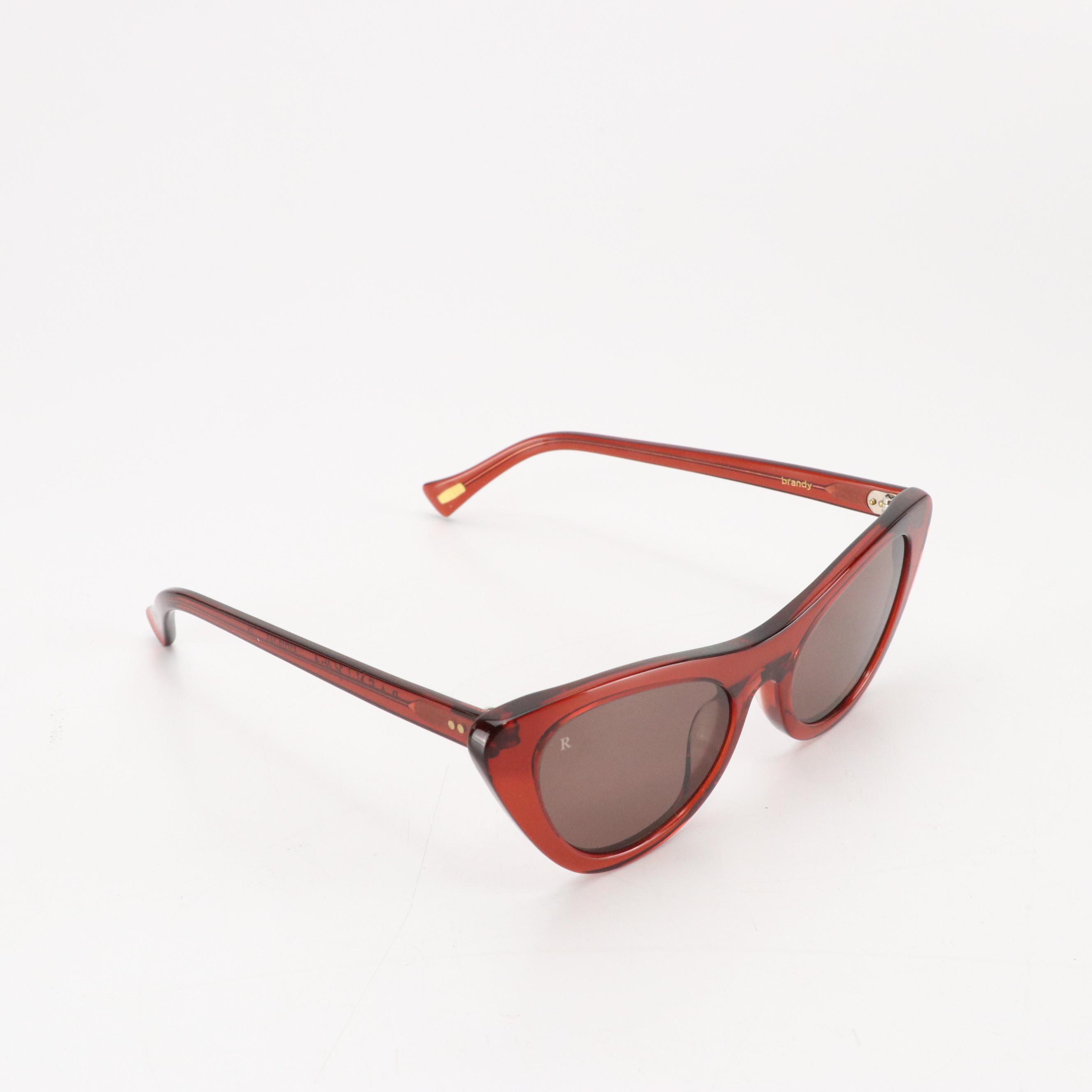 Raen Flora Cat Eye Sunglasses in Brandy Brown Acetate with Case and Box