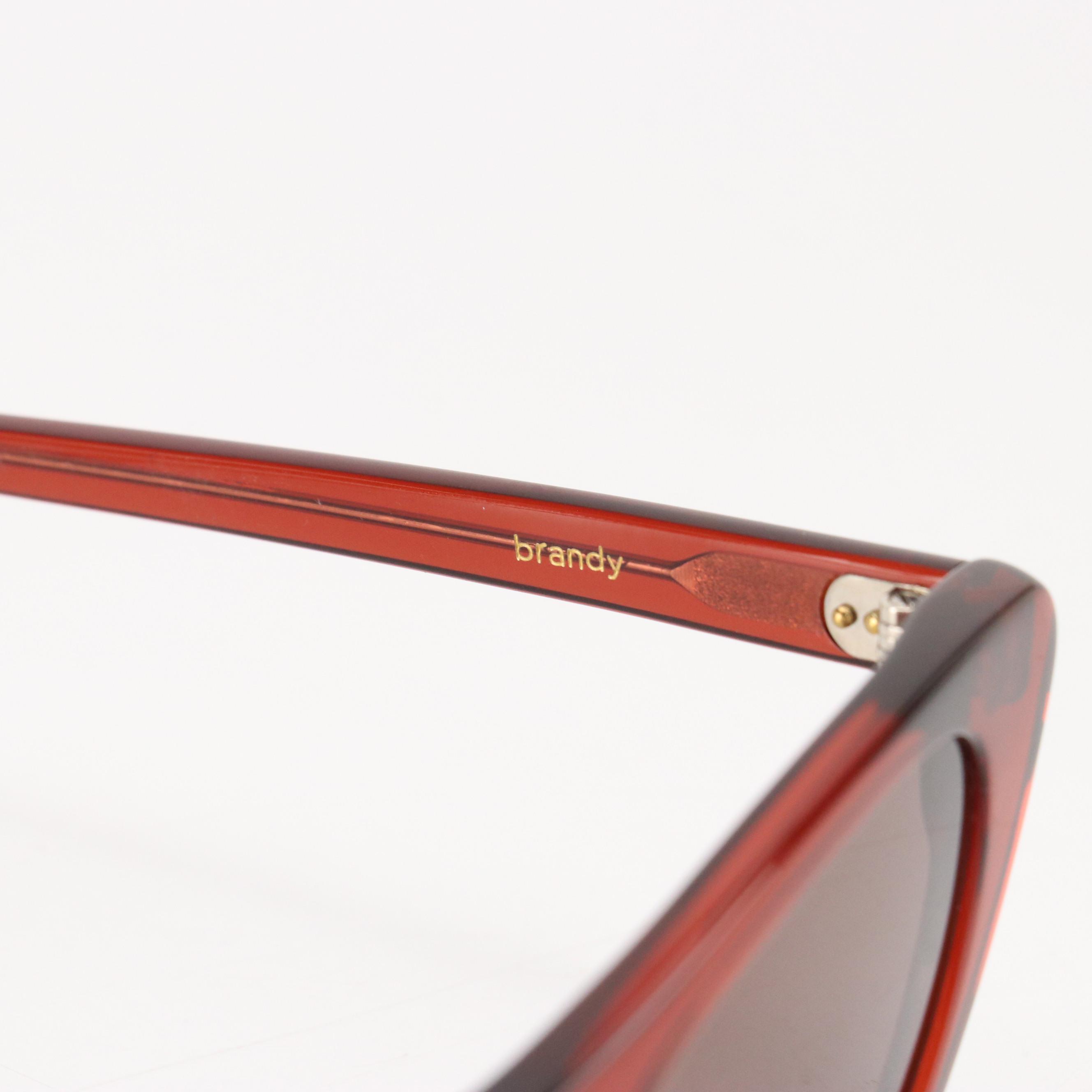 Raen Flora Cat Eye Sunglasses in Brandy Brown Acetate with Case and Box