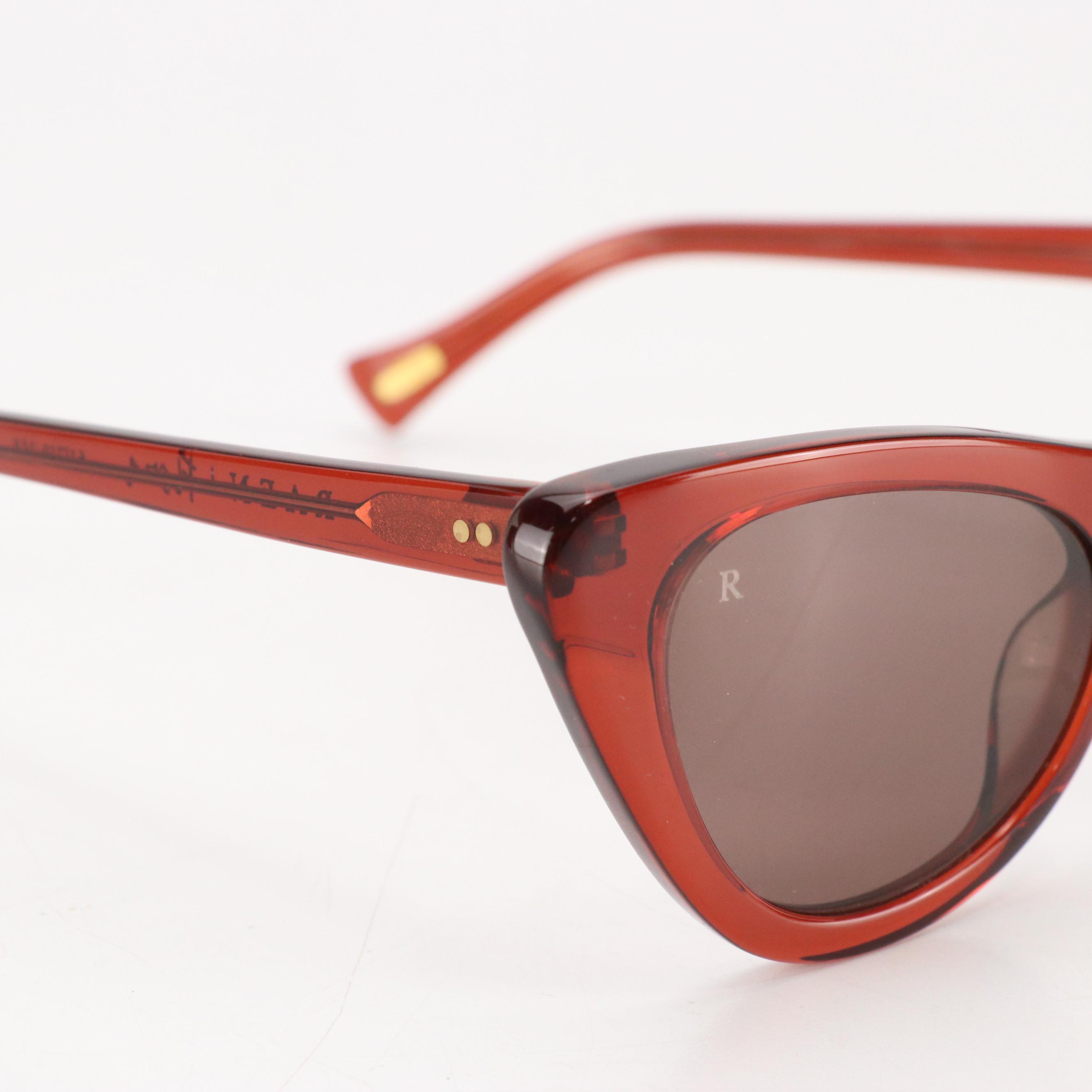 Raen Flora Cat Eye Sunglasses in Brandy Brown Acetate with Case and Box