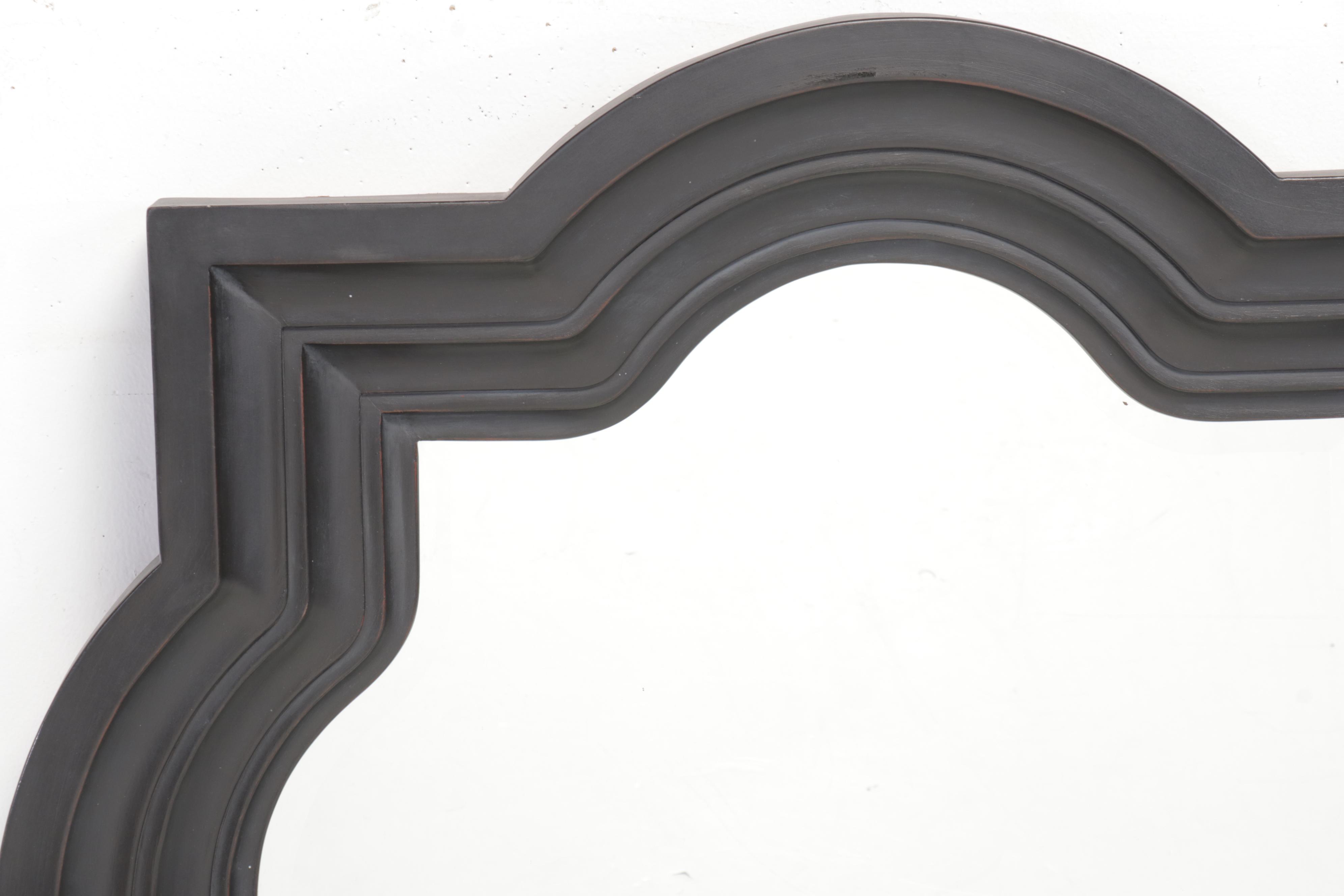 Bombay Co. Satin Black Ogee Medallion Frame Wall Mirror, 21st Century