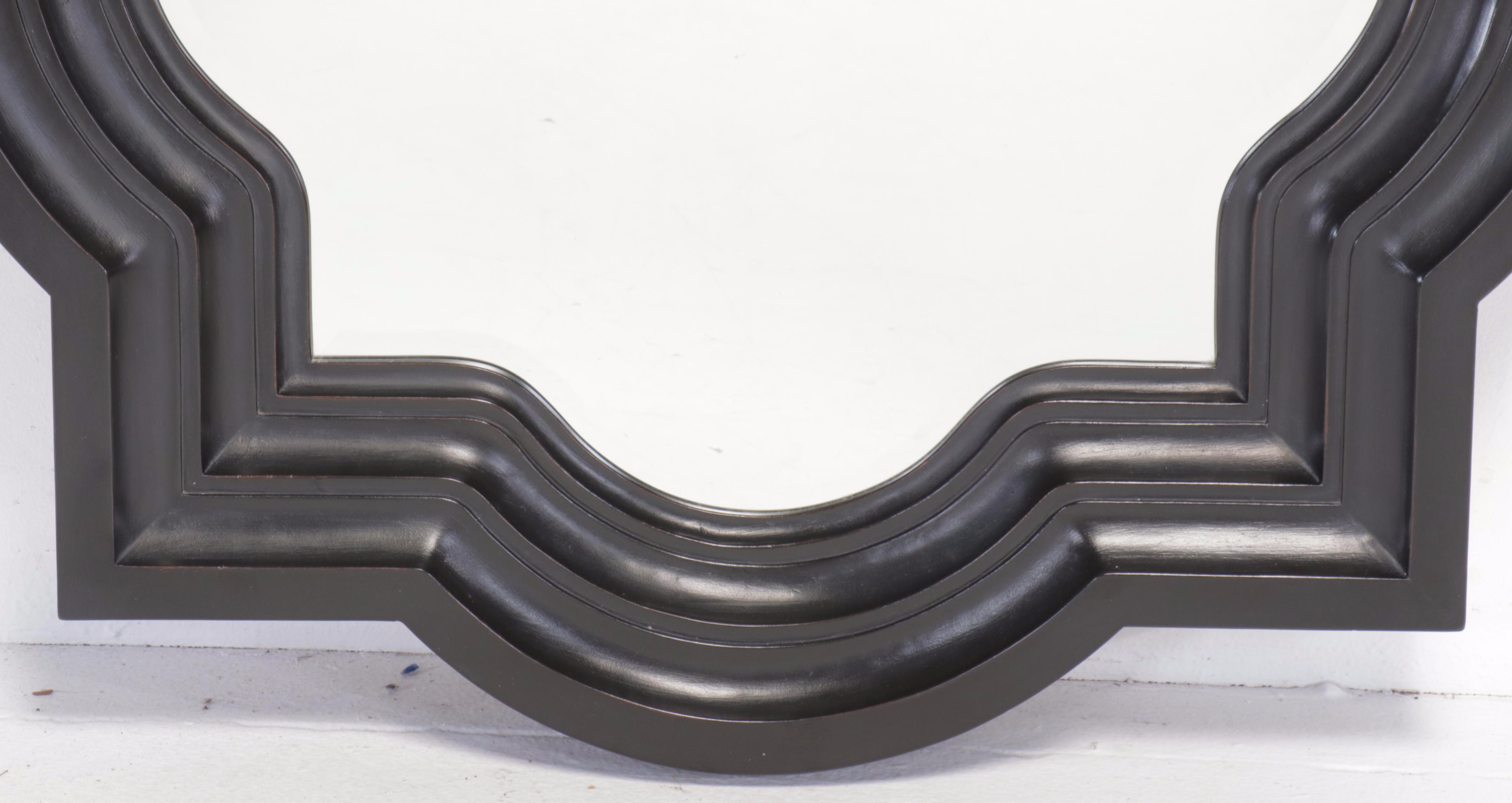 Bombay Co. Satin Black Ogee Medallion Frame Wall Mirror, 21st Century