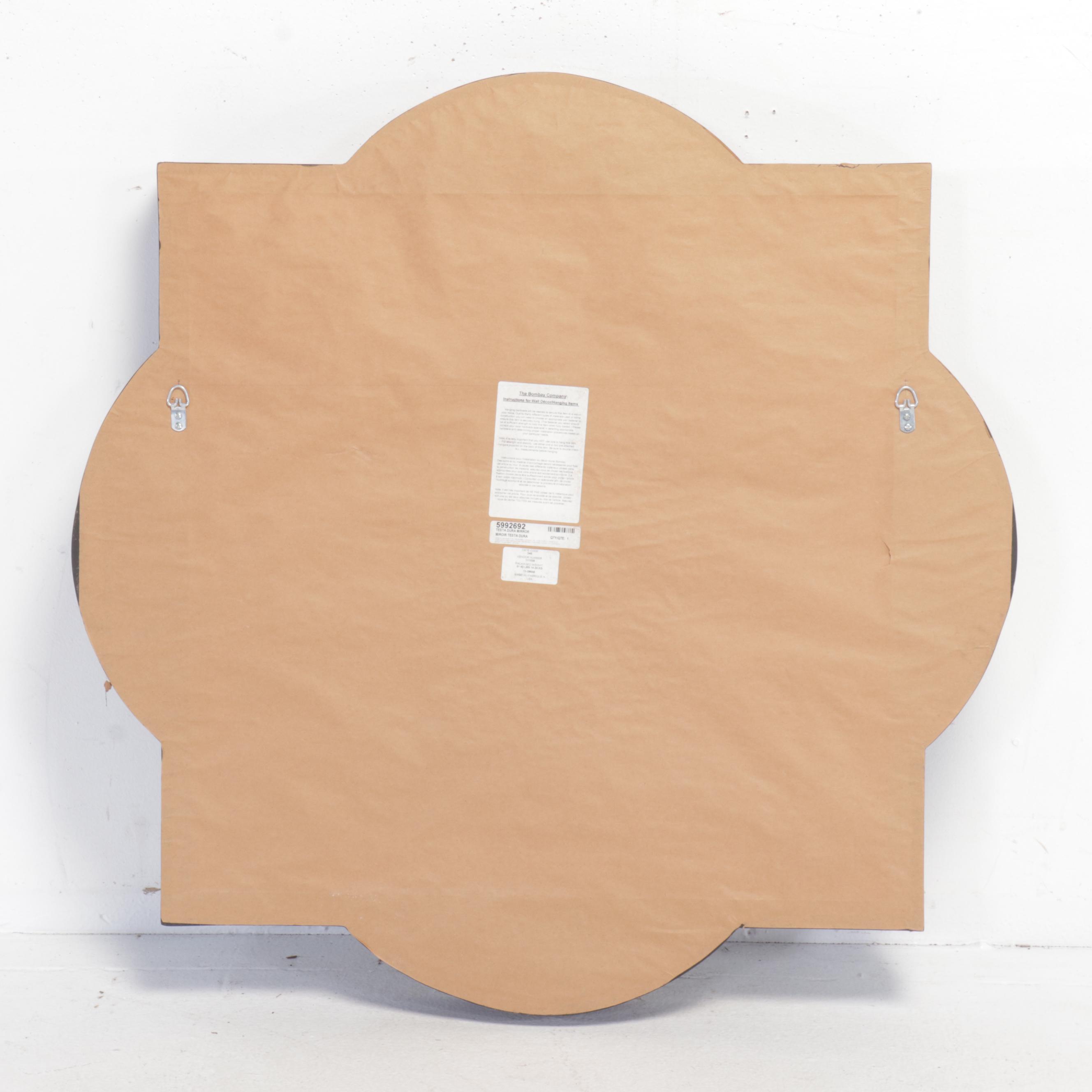 Bombay Co. Satin Black Ogee Medallion Frame Wall Mirror, 21st Century