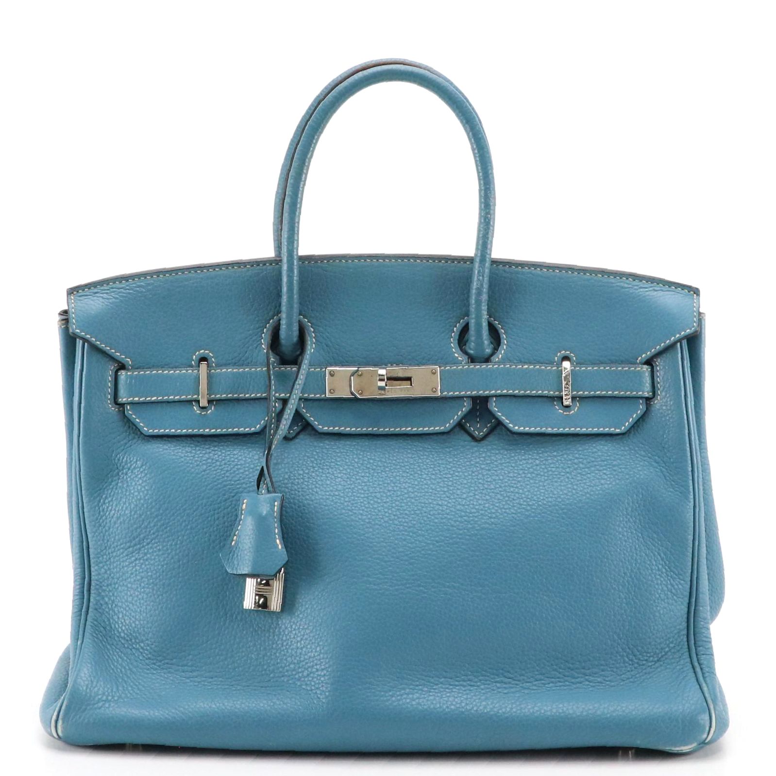 Hermès Birkin 35 Satchel in Blue Clemence Leather