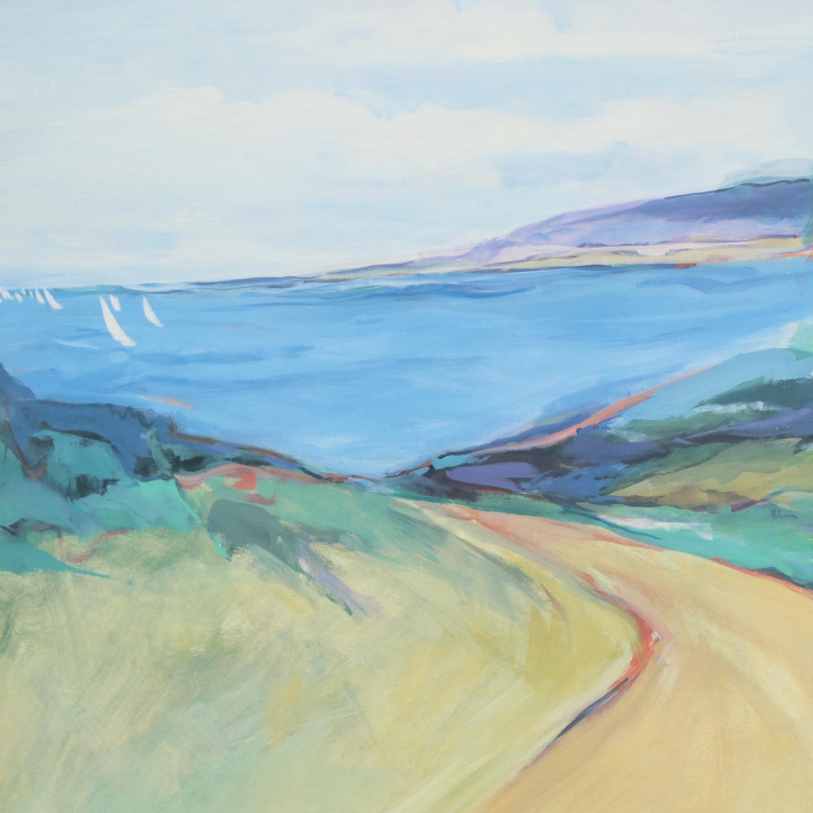 Offset Lithograph Poster After Fran Wohlfelder Coastal Landscape, 1990