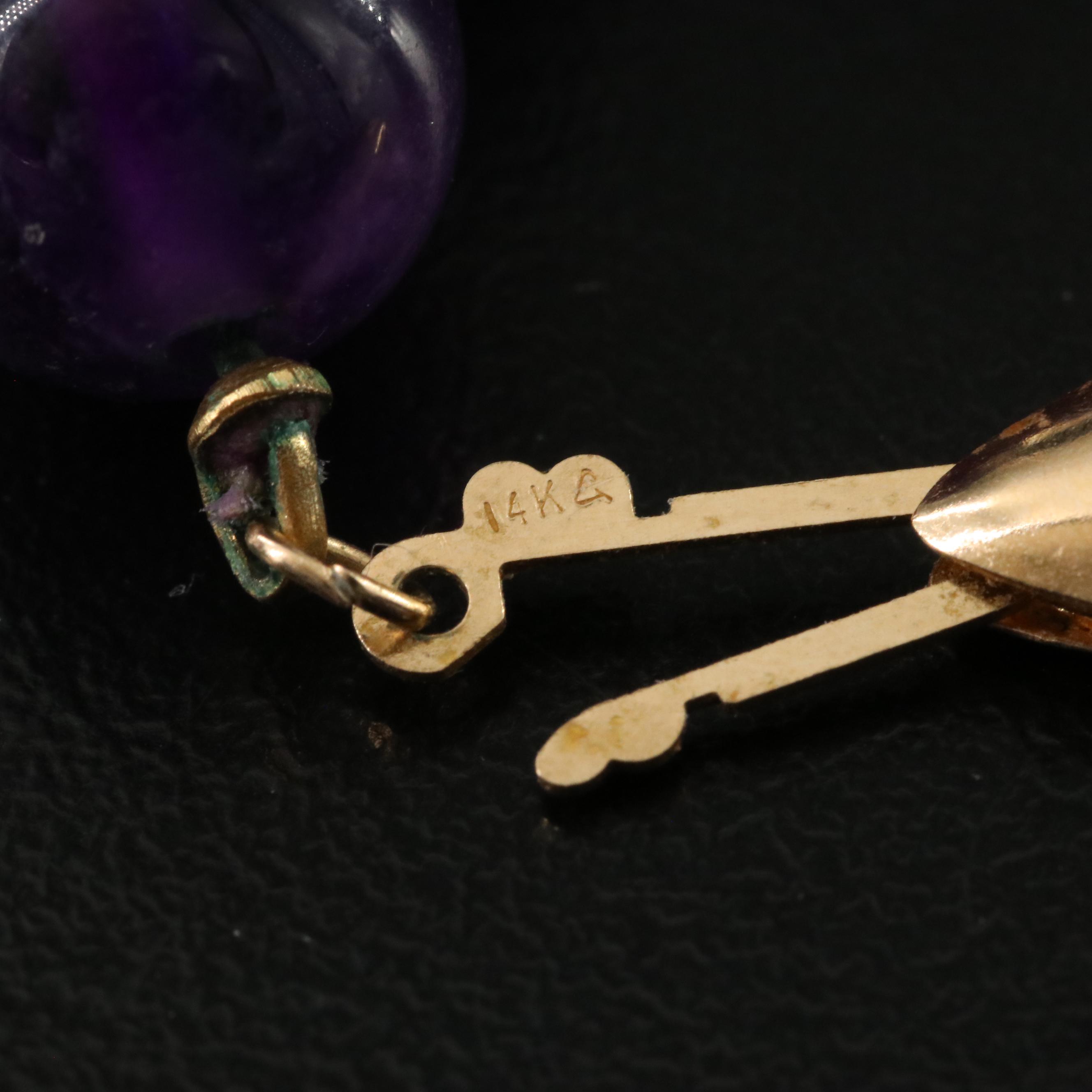 Amethyst Necklace with 14K Clasp and Earrings